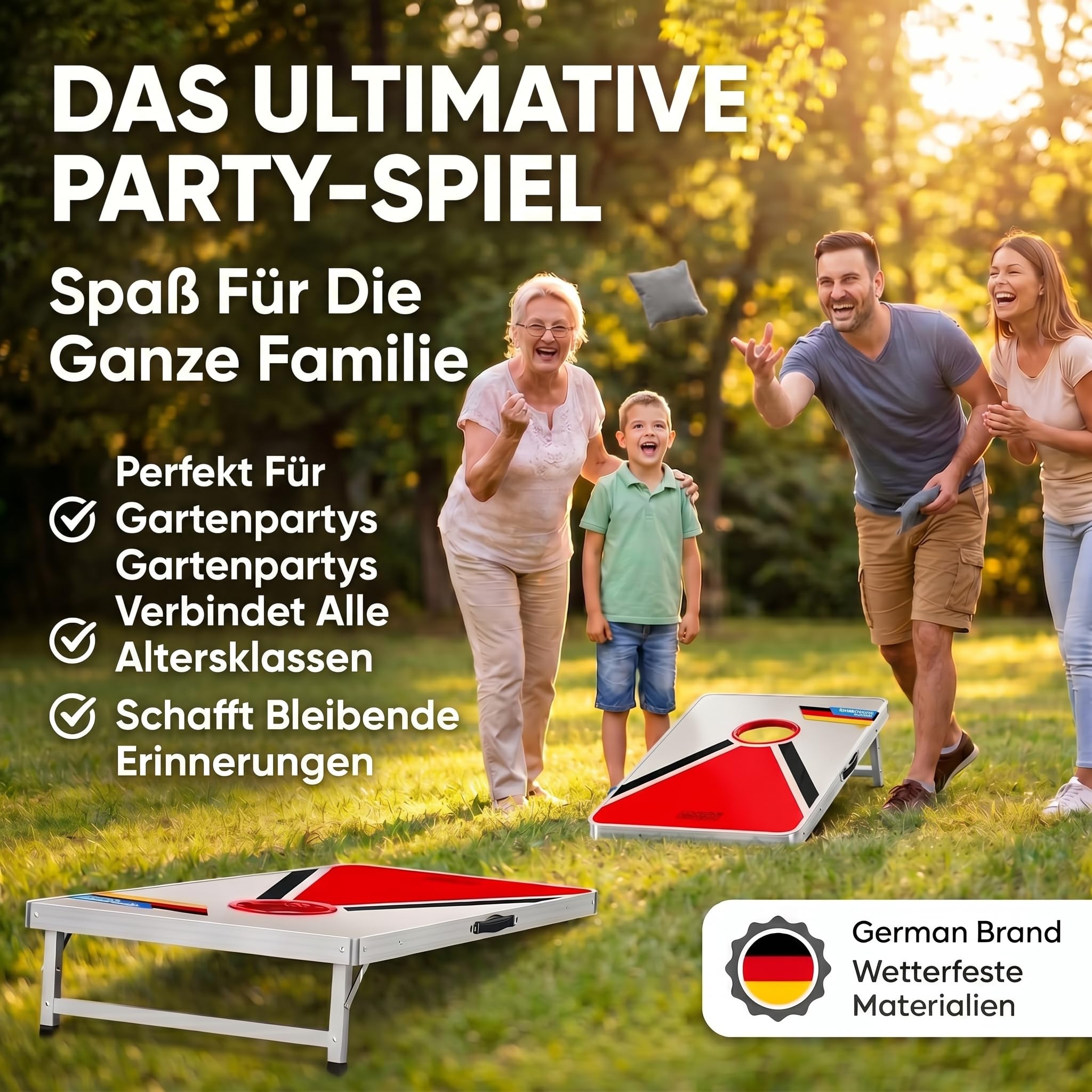 XXL Cornhole-Spiel Outdoor Indoor Geschicklichkeitsspiel mit extra großen Sandsäckchen