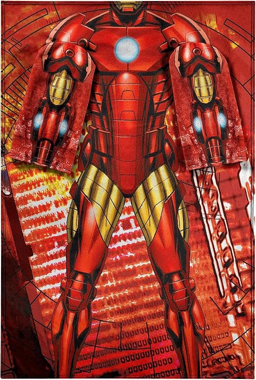 Northwest Marvel Avengers Iron Man Throw Adult Silk Touch Blanket with Sleeves 48 x 71