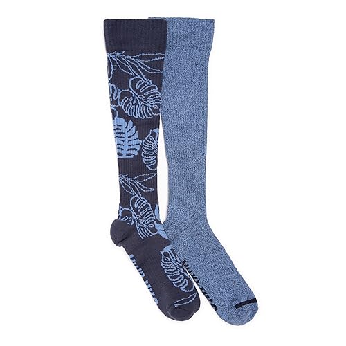 MUK LUKS Womens 2 Pair Pack Cotton Compression Knee High Socks - One Size Plus - Indigo