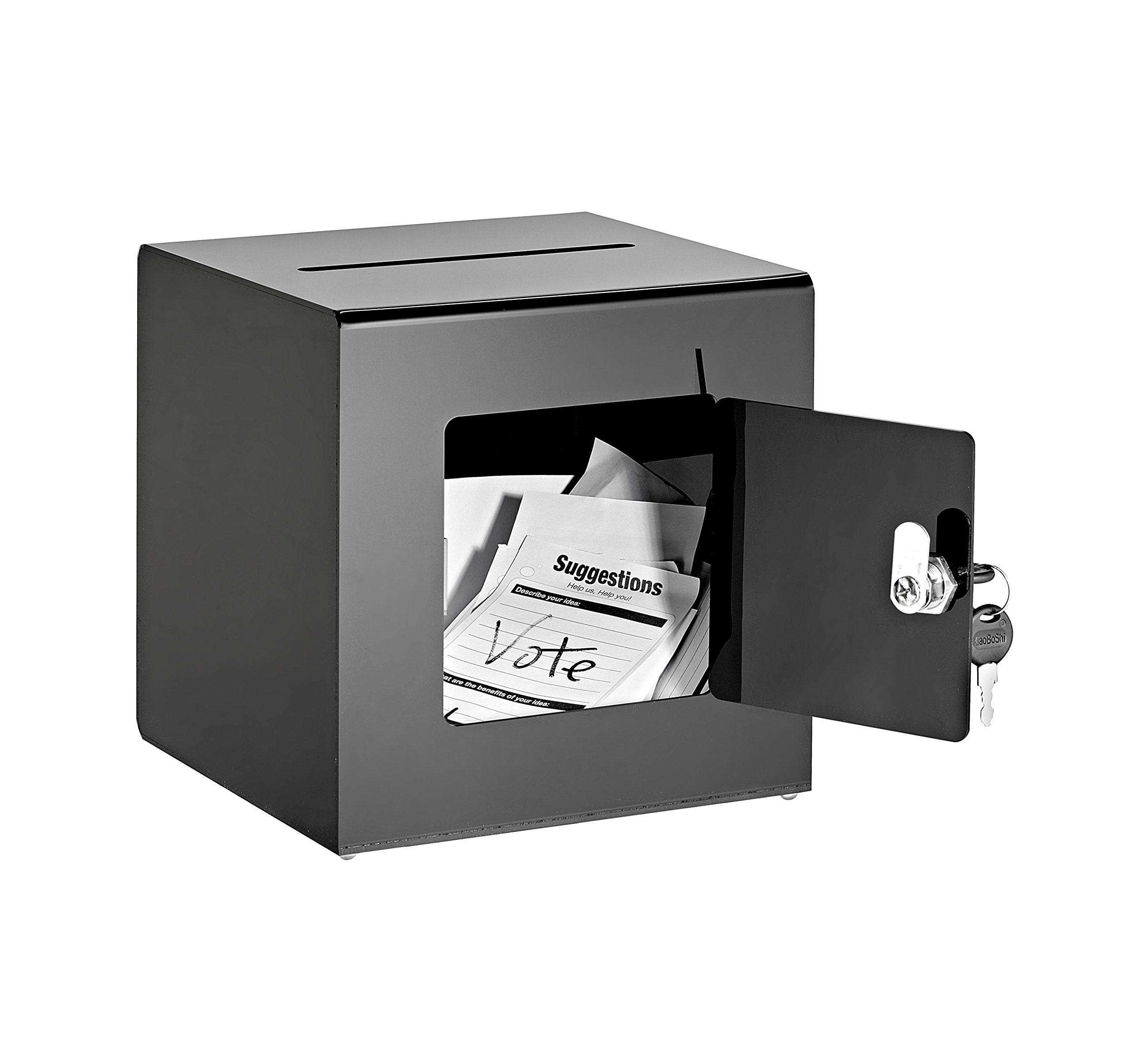 LOYALHEARTDY Acrylic Raffle Ticket Box With Stand - Lock & Key, Wheels, Suggestion/Donation/Ballot Box, 13.78x13.78x13.78in