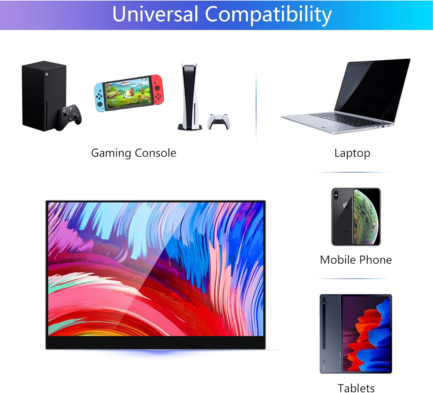 Featured Product 15.6 4K Portable Monitor AOQ Ultra Slim 3840x2160 Gaming Monitor Display for PS5 Xbox Series X/S Switch Laptop TV Stick HD USB C 100% sRGB Gamut HDR