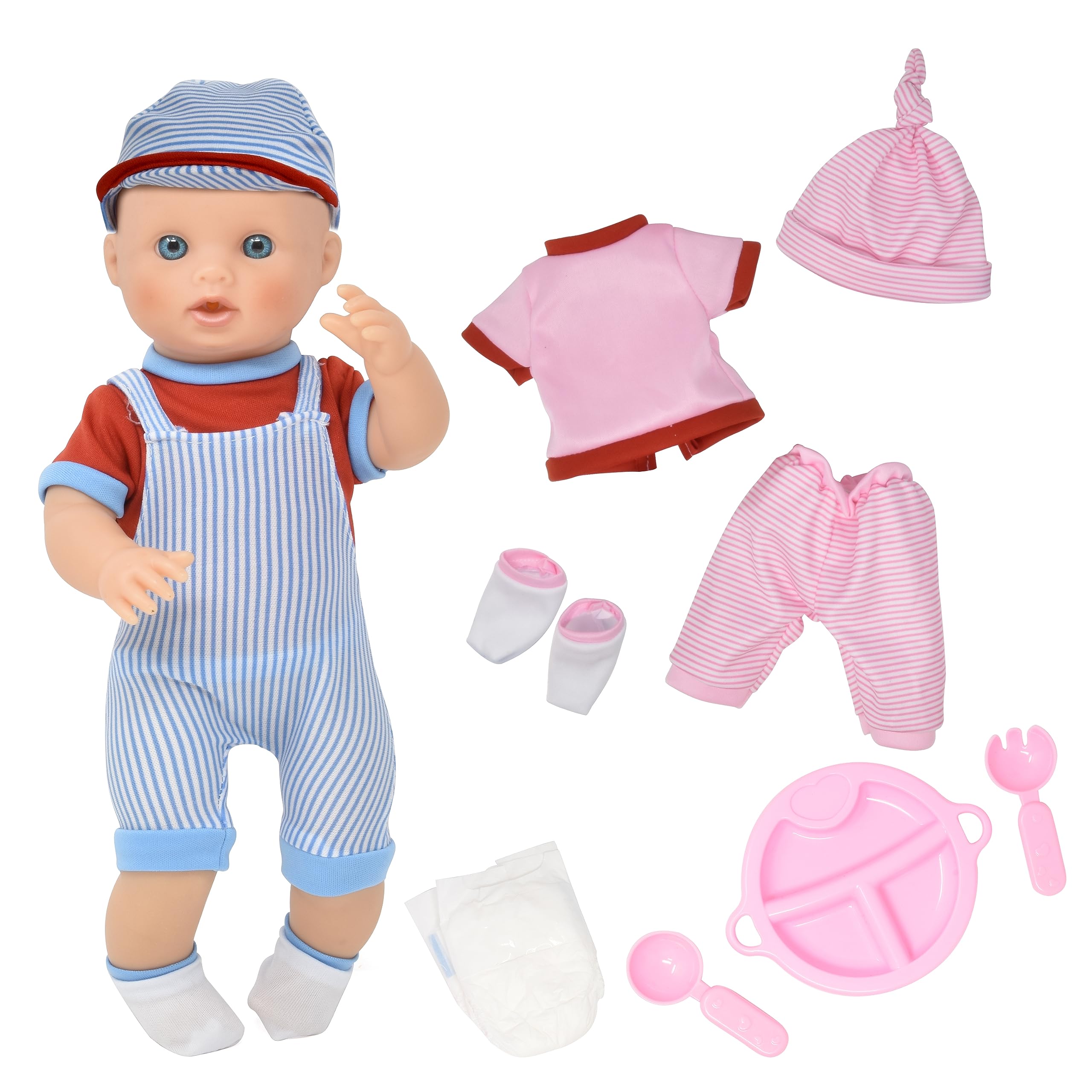Gift Boutique Realistic Baby Doll with Clothes & Accessories for Girls & Boys, 12 Inch Newborn Baby Doll with Pink Change of Clothes Diaper Baby Bottle Feeding & Caring Set for Toddlers & Kids Age 3-6