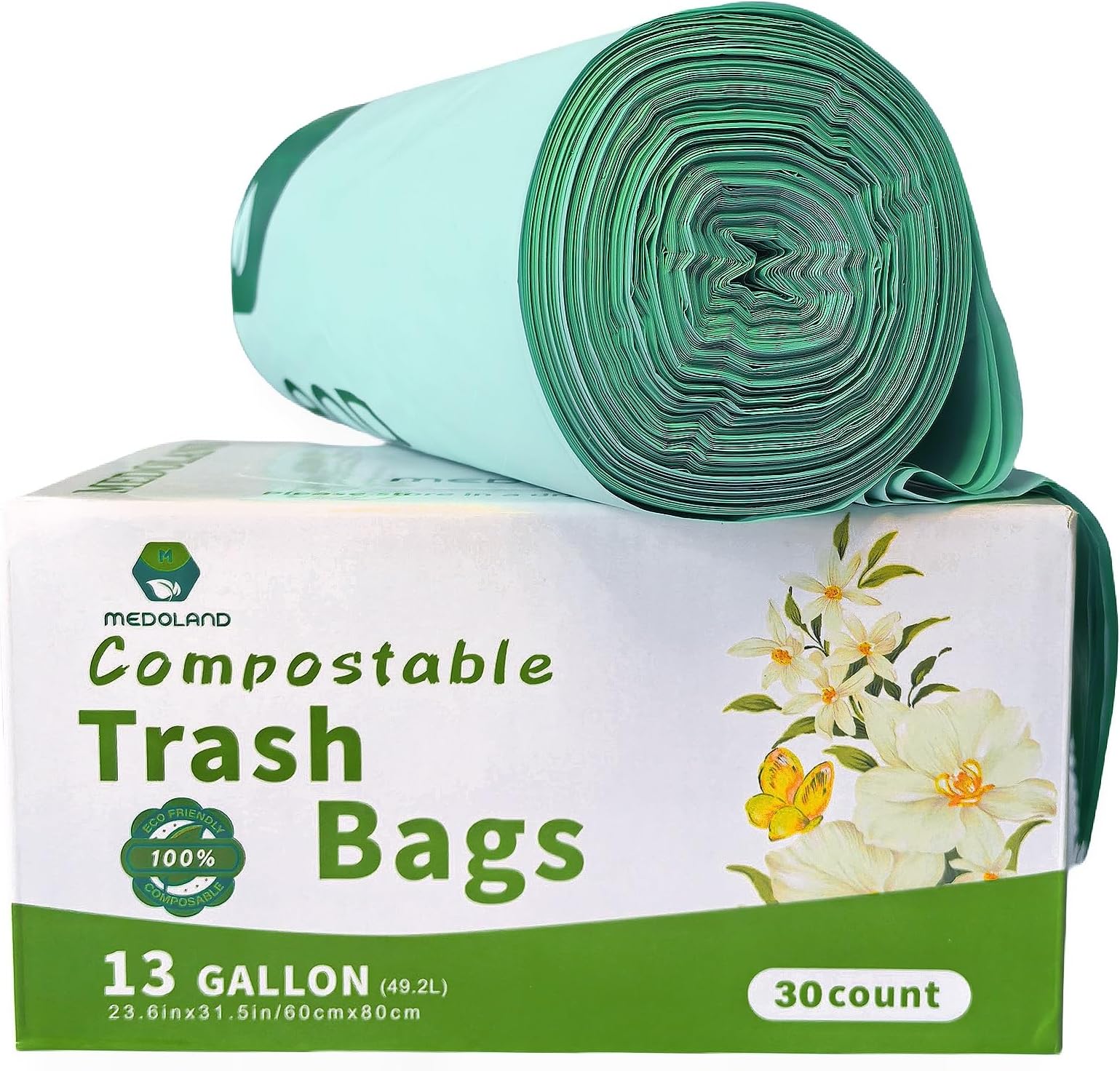 Amazon.com: AYOTEE Compostable Trash Bags 13+ Gallon Tall Kitchen Trash ...