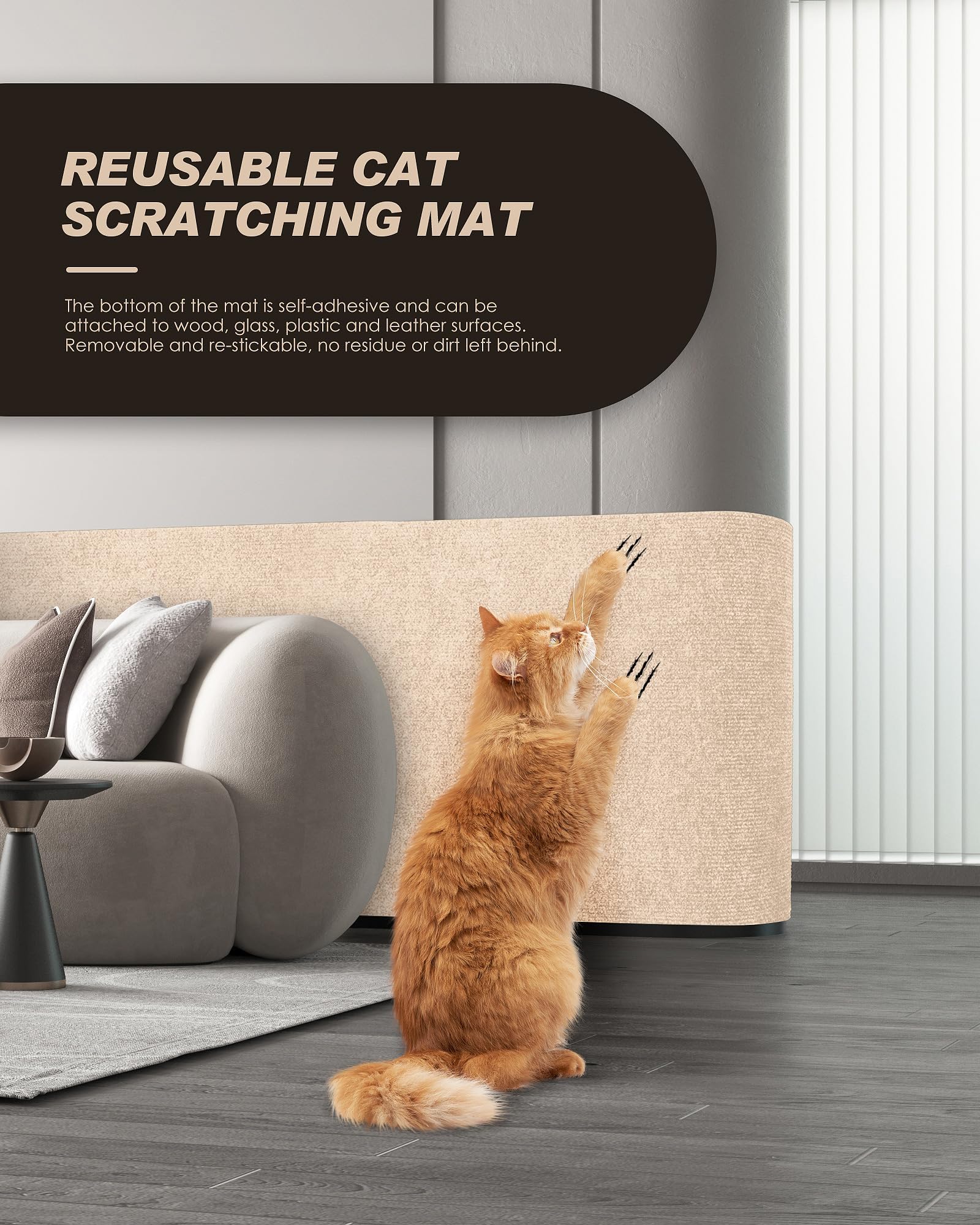 Tiragraffi Per Gatti 200x40 Cm | Autoadesivo | Tagliabile | Protezione Divani E Mobili - Foto 5