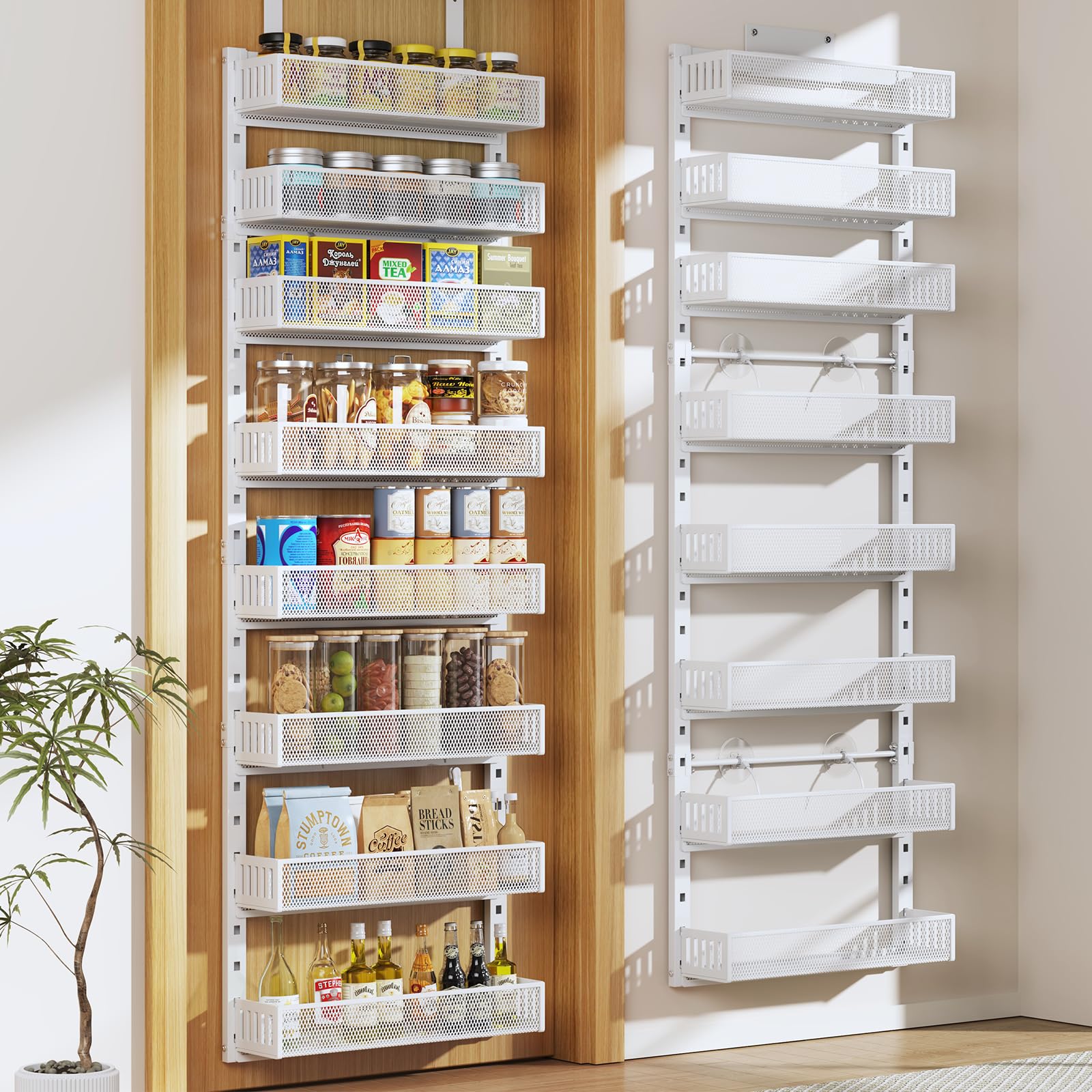 DAOTENGQL Pantry Door Organizers and Storage, 8-Tier Large Metal Heavy-Duty Frame