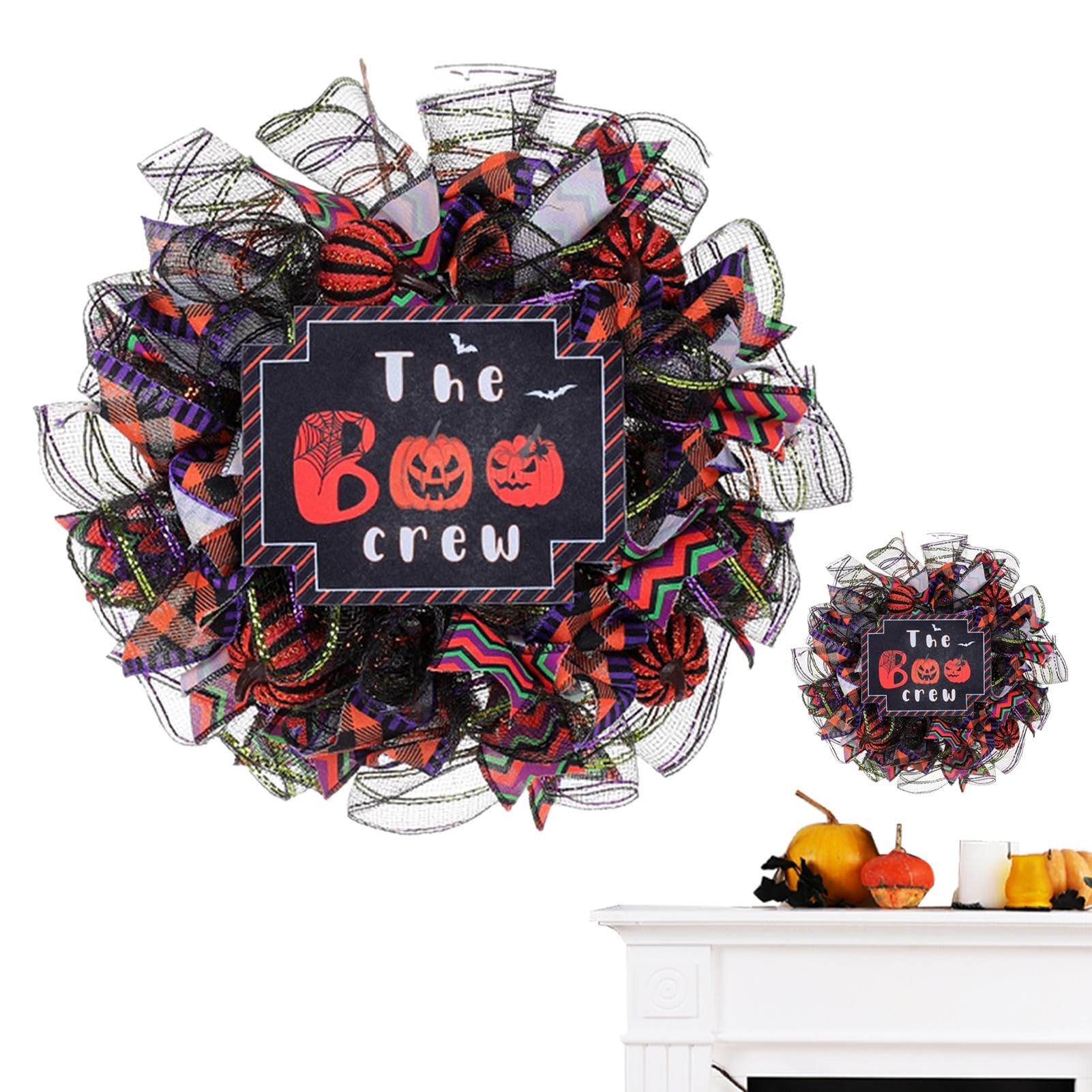 Couronne de porte d'Halloween lumineuse pour créer une ambiance accueillante et mystique