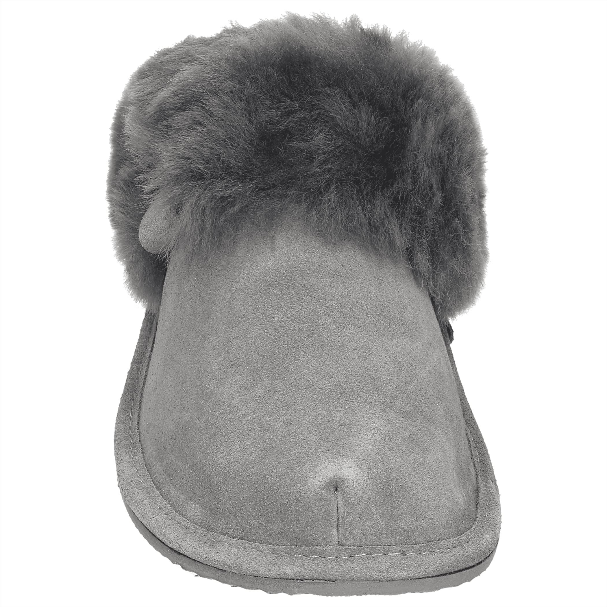 Damen Hausschuhe Leder Lammfell Warm Winter Gefüttert Geschlossen Atmungsaktiv Weiche Sohle Handgemacht Schafswolle Schlappen Pantoffeln Schuhe (40, Grau/Weiß)
