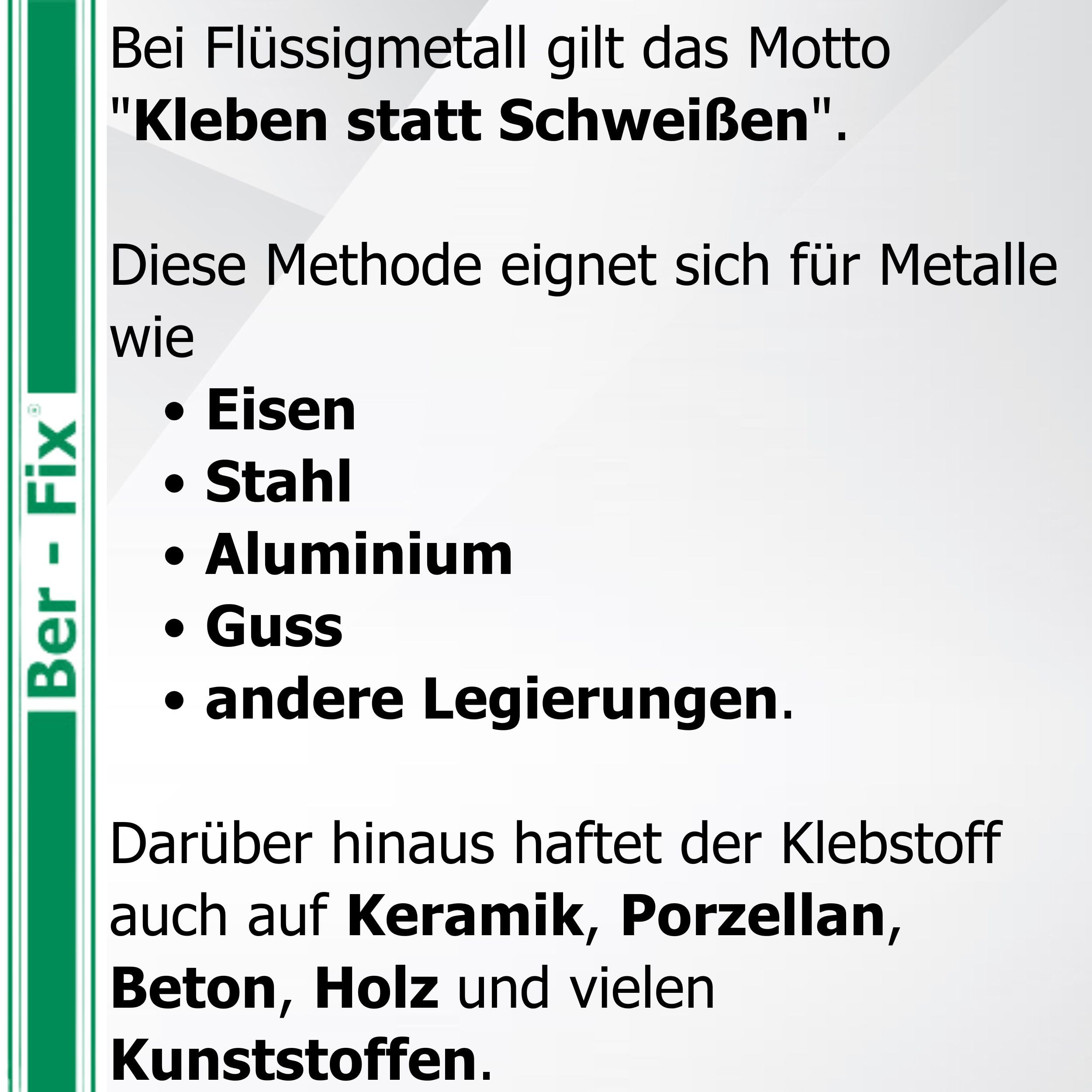 Ber-Fix 3 x 50 g + pistola + 10 puntas de metal líquido resistente al calor 2 componentes pegamento 120 °C metal resistente al calor también como espátula de metal frío pegamento metal metal | Pegamento epoxi de metal líquido 3 x 50 g + 13 boquillas mezcl