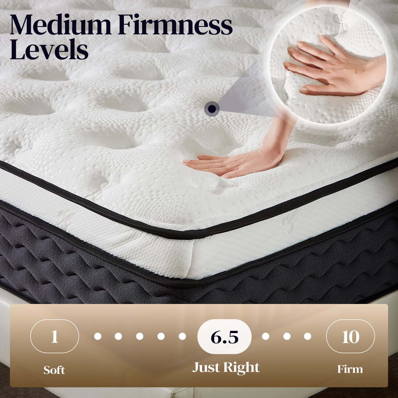 Queen Mattress 12 Inch,Medium Firm Hybrid Queen Size Mattress in a Box, Memory Foam with Individual Pocket Springs, Upgrade Zoned Support, Motion Isolation&Pressure Relief, CertiPUR-US - 3