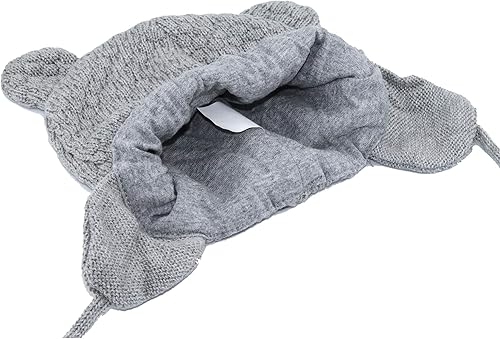Miniatura 3 de Bestjybt Gorro de bebé, lindo oso con orejeras y forro polar, gorro cálido para otoño e invierno