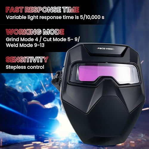 Miniatura 6 de Meonum Gafas de soldadura de oscurecimiento automático, casco de soldadura oscurecimiento automático con sombra ancha 45-99-13, trabajo de