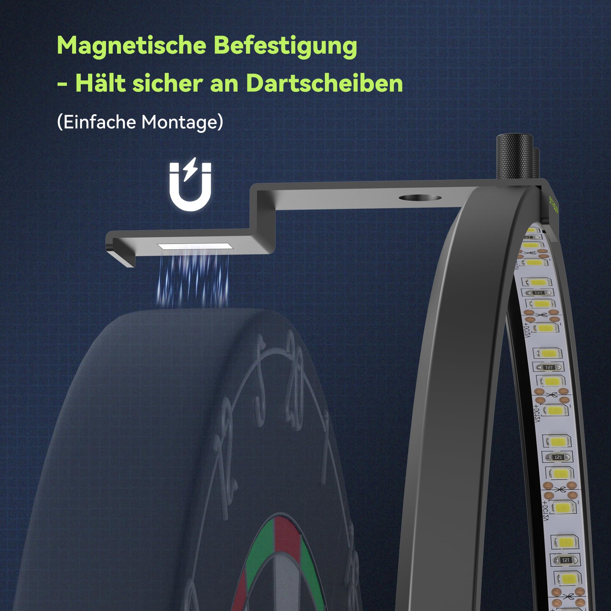STASUN 360°Dart Beleuchtung,Weiße LED Dartscheibe Licht,Bnehmbar Dartboard Lighting System,12W 6500K Magnetisches Dart Lichtring und Zubehör für Das Gesamte Board