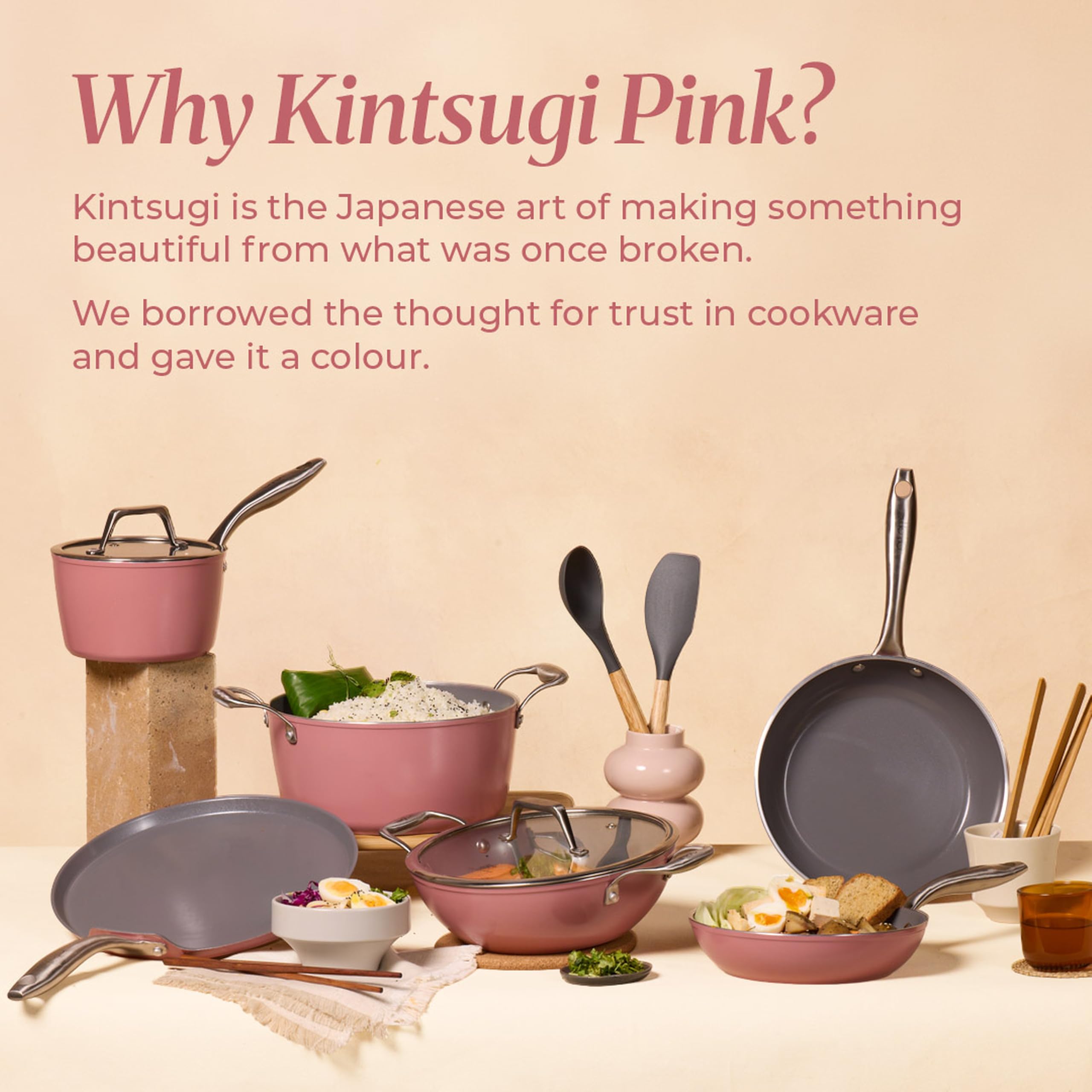 Asai Ceramic Dosa Tawa - Non Stick, Pink -3