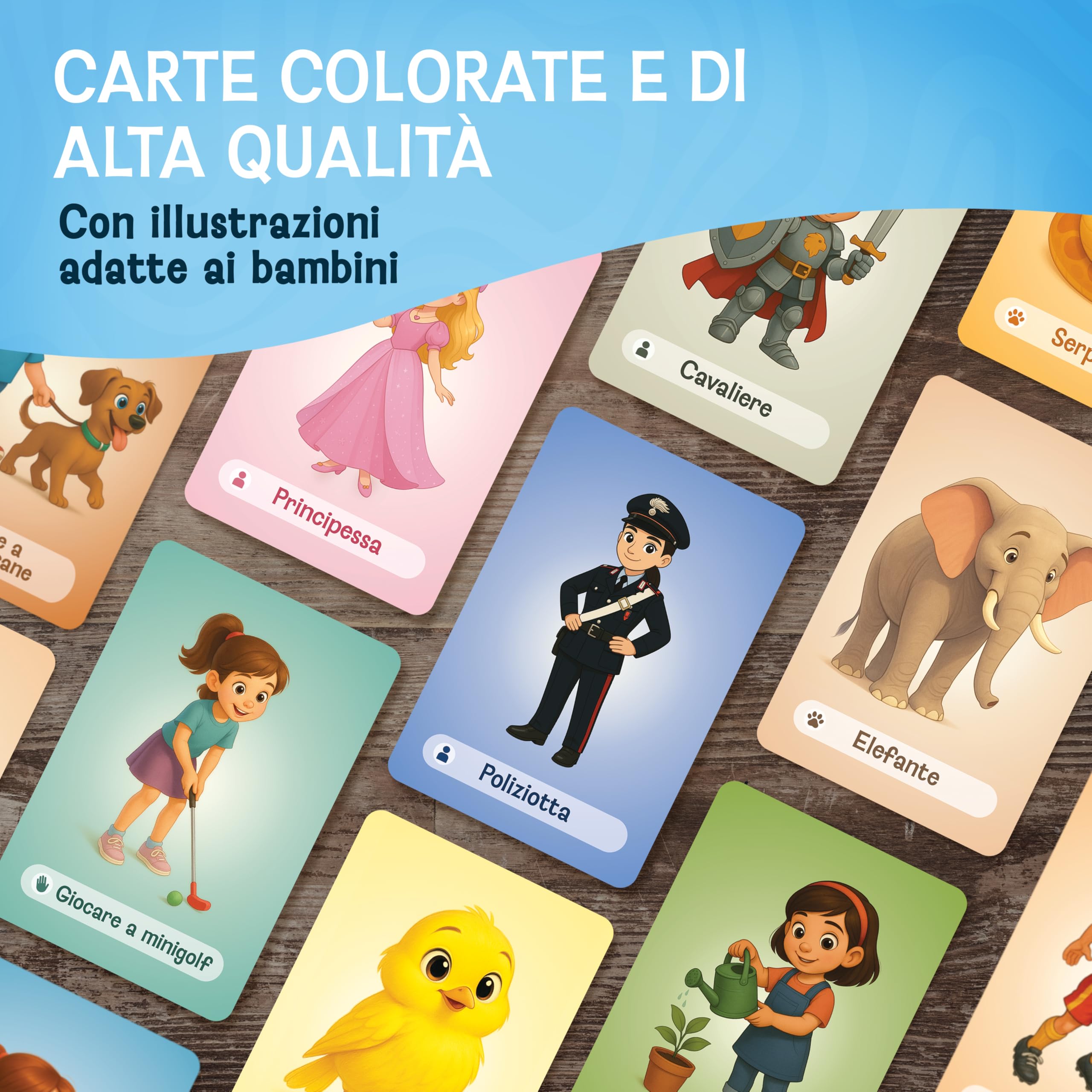 Mimo per bambini – Gioco carte divertente di mimica da 4, 5, 6, 7, 8, 9 anni – Gioco di indovinelli per tutta la famiglia – Per giocare all’aperto e in casa – Idea regalo per bambine e bambini
