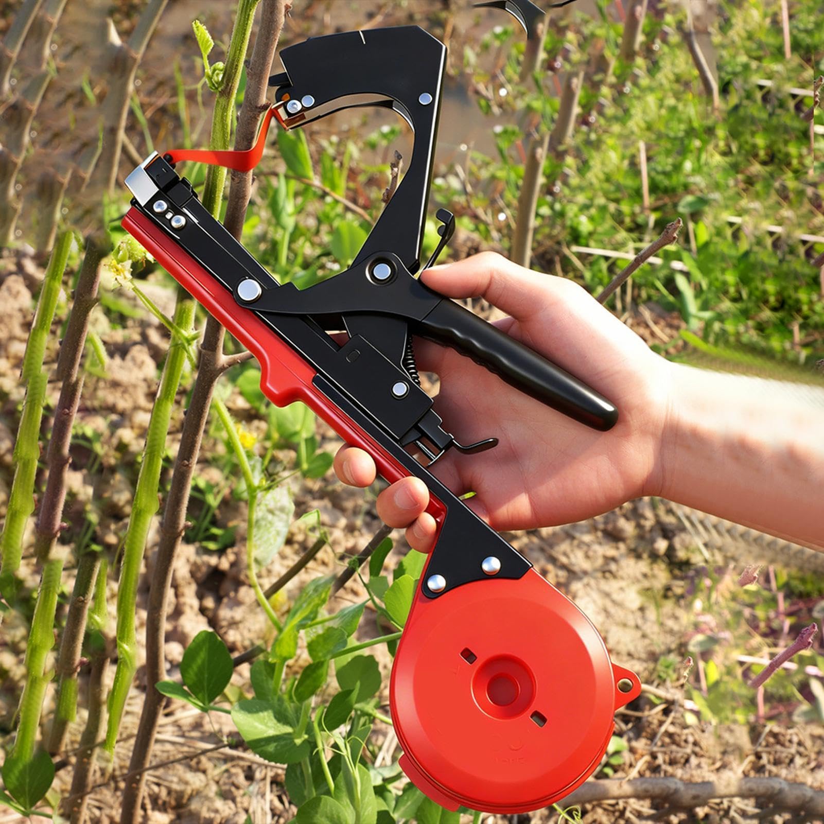 Máquina atadora de vides – Herramienta ergonómica de mano de trabajo resistente para ahorro de mano de obra, herramienta de cinta de ramas de soporte floral – para vid, tomate, pepino, uva, pimientos
