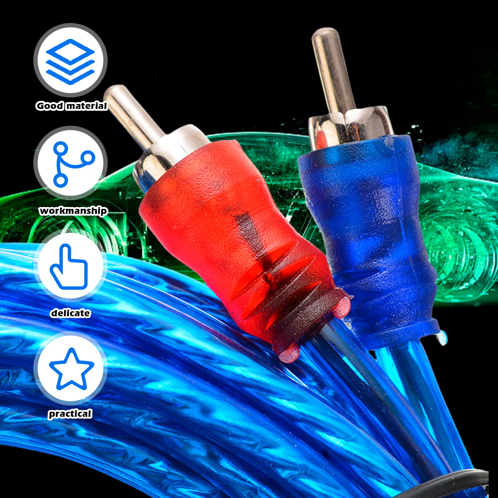 Rhitchy 15pcs Set di Cavi per Amplificatori per Auto, 10GA Kit Completo Audio Auto, Kit Cablaggio Amplificatore Auto Subwoofer Audio, 1500W Stereo Subwoofer con Fusibile per Auto Camion Moto