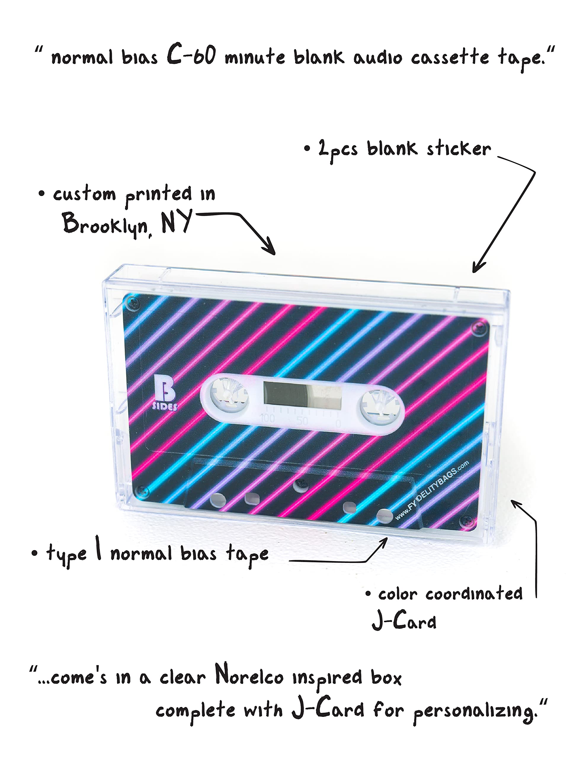 Amazon.com: FYDELITY 80's Fruit Stripe Cassette Tape Blank Cassette Tapes  for Recording Blank Audio Tapes Clear Audio Cassette Tape Color Cassettes  Tapes Empty Cassette Tape Recordable Tapes- 5 Pack 60 Minute : Electronics