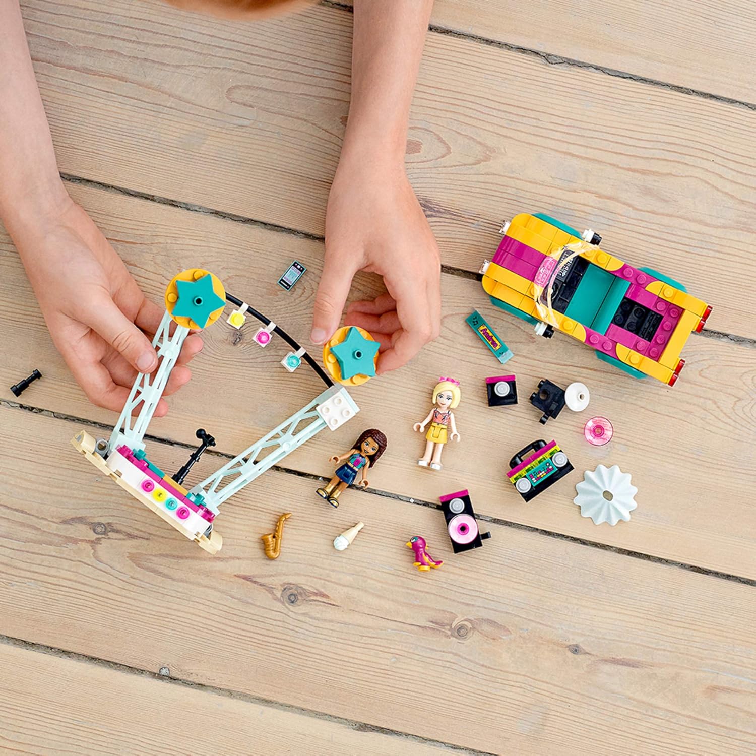 LEGO Friends Andrea’s Car & Stage Playset 41390 Building Kit, Includes a Toy Car and a Toy Bird (240 Pieces)