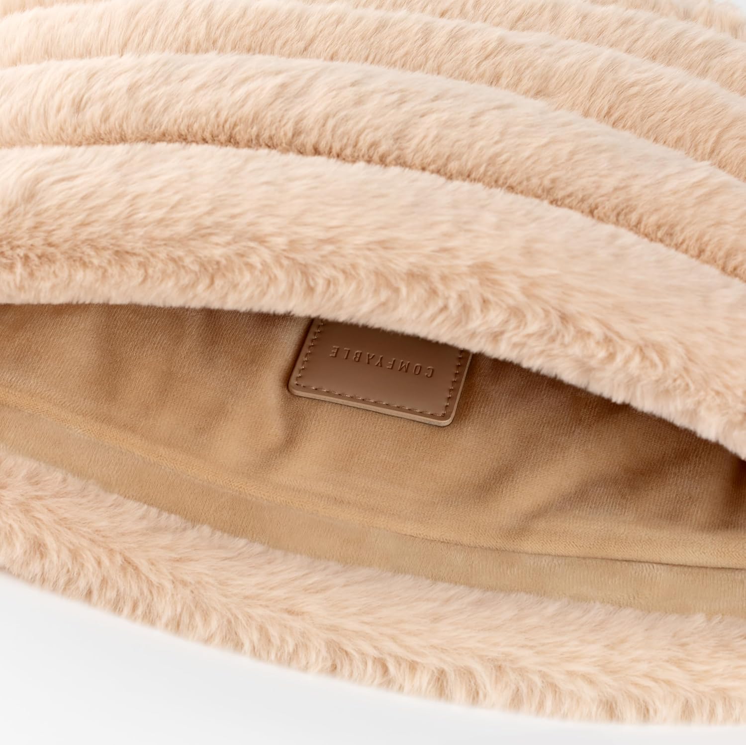 Comfyable Puffy Laptop Sleeve 13 14 15 Inch, Compatible with MacBook Air/Pro M5 M4 M3 M2 Pro/Max 2026, 13" MacBook Neo A18, Soft Faux Fur Fluffy Plush Furry Pillow Case for Computer, Camel