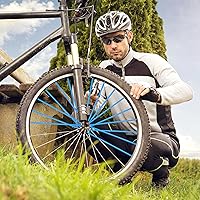 Vista 7 de VORCOOL Juego de 75 fundas para radios de bicicleta, kit de protección de radios para llantas de motocross, fácil de instalar, ligero, azul cielo