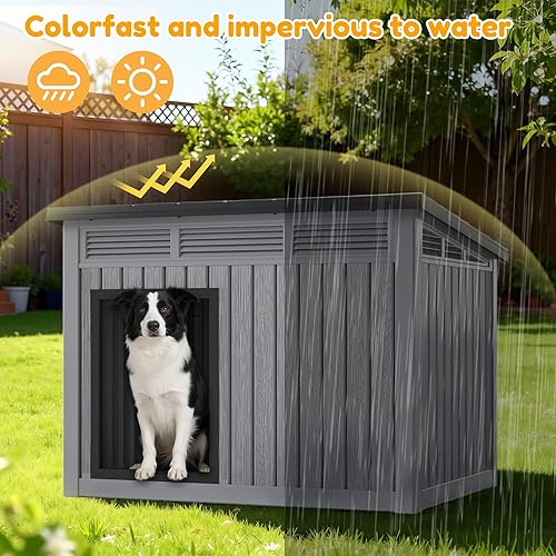 Miniatura 5 de Fancyango Casa grande para perros para interiores y exteriores, resistente a la intemperie y techo extraíble, se adapta a perros pequeños a grandes