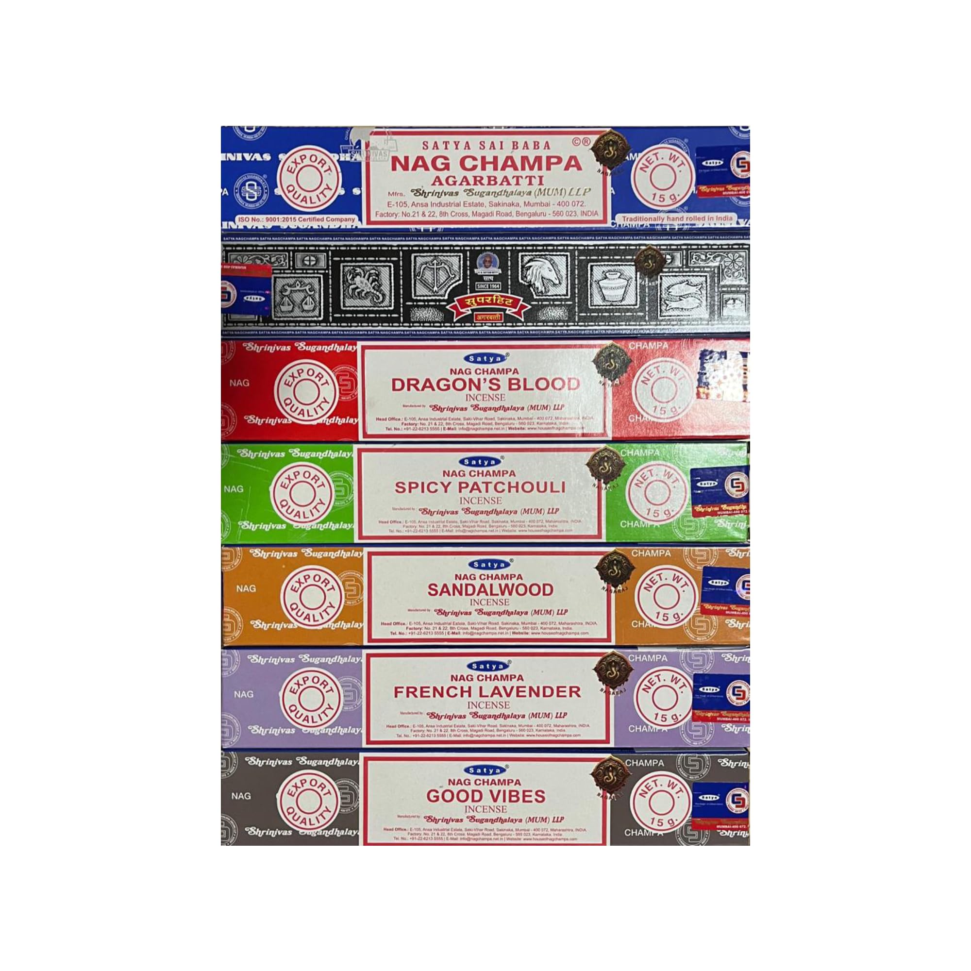 Satya zestaw kadzidełek – Pack Spiritual Journey – 7 opakowań po 15 g – łącznie 105 g – idealne do aromaterapii, medytacji, jogi