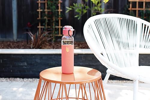 Miniatura 9 de SOMA - Botella de agua de vidrio con funda de silicona, tapa deportiva, 17 onzas, coral