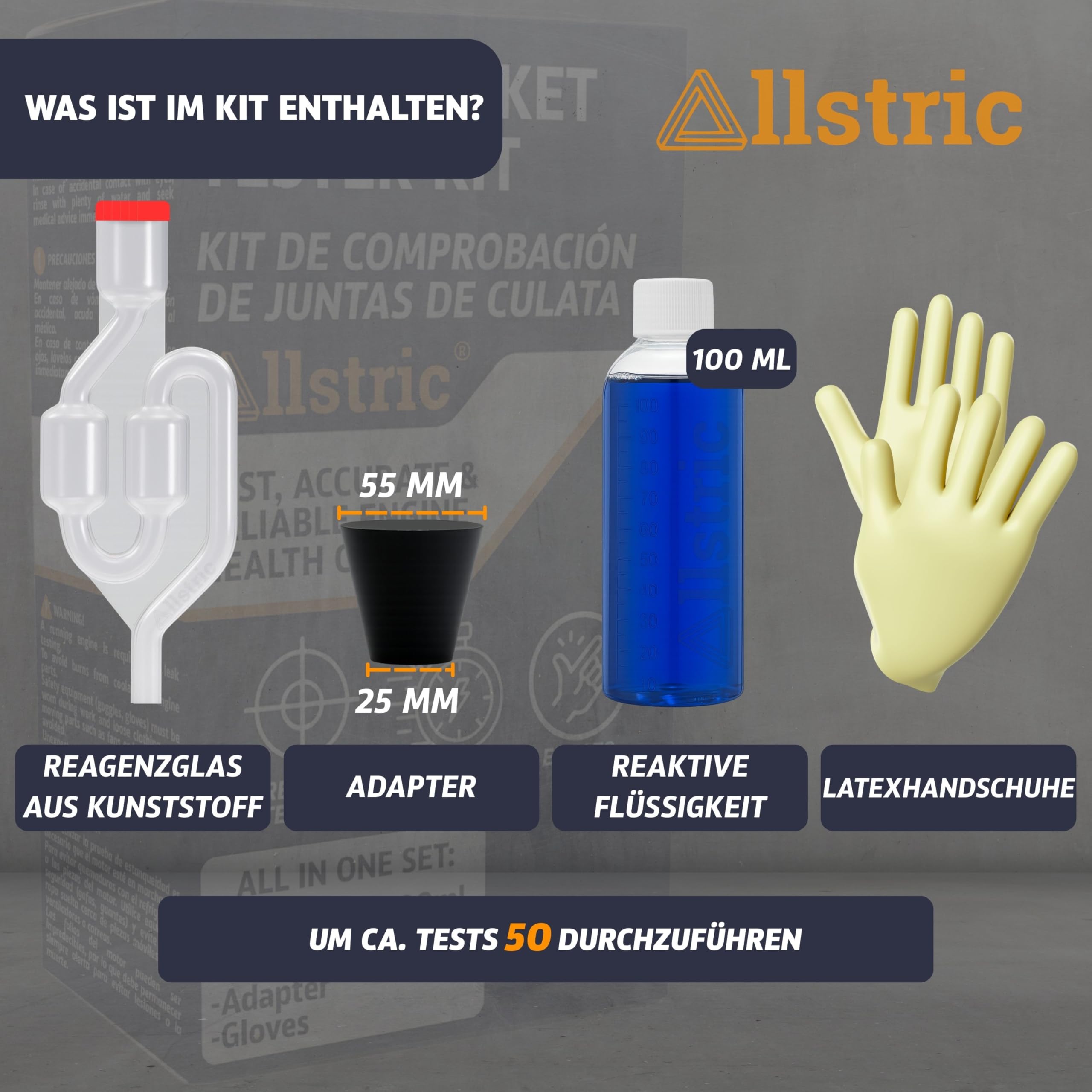 CO2 Tester Kühlwasser | Zylinderkopfdichtung Tester für Auto & Motorrad | Universal Block Tester mit 50 Tests | Kühlmittel Tester & Kopfdichtung Diagnose Werkzeug