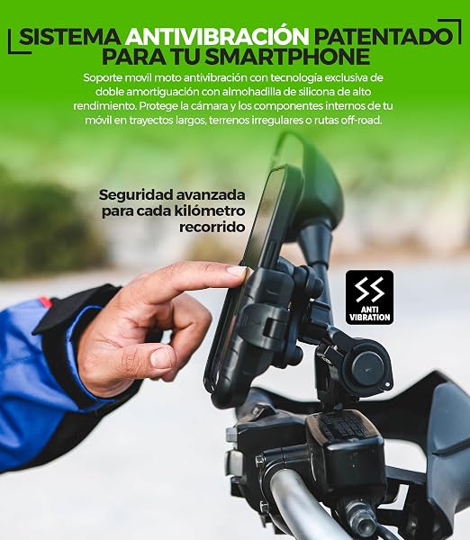 Soporte Movil Moto Antivibración de Aluminio CNC Liberación Rápida y Rotación 360° para Montaje en Manillar Espejo Retrovisor y Barras 12–14 mm Compatible con Scooter Bicicleta y Patinete Eléctrico - 4