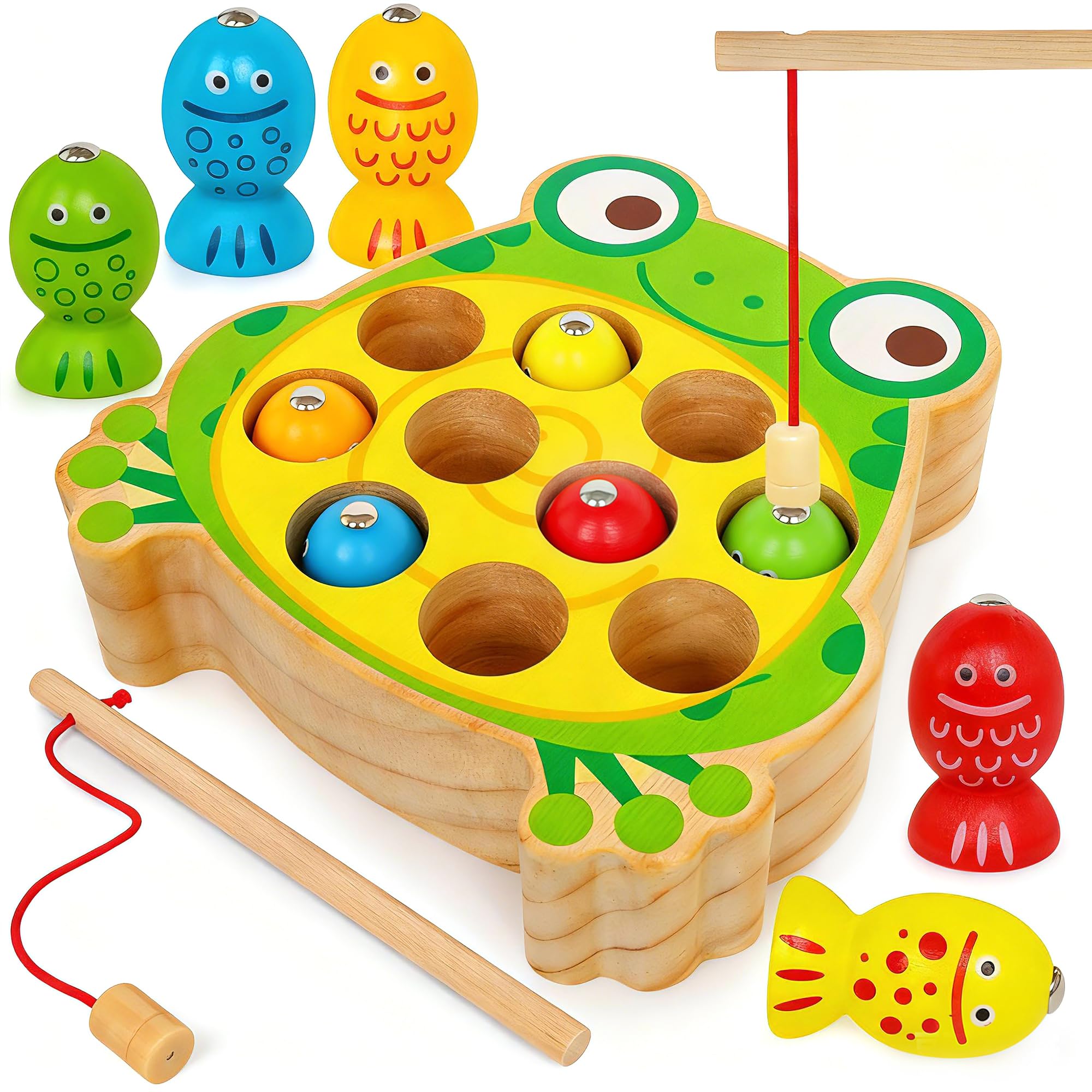 YIQOGAME Spielzeug Ab 3 4 5 Jahre,Holz Magnetisches Angelspielzeug Holzspielzeug Für Kinder Montessori Motorikspielzeug,Montessori Spielzeug Geschenk Für Junge Und Mädchen