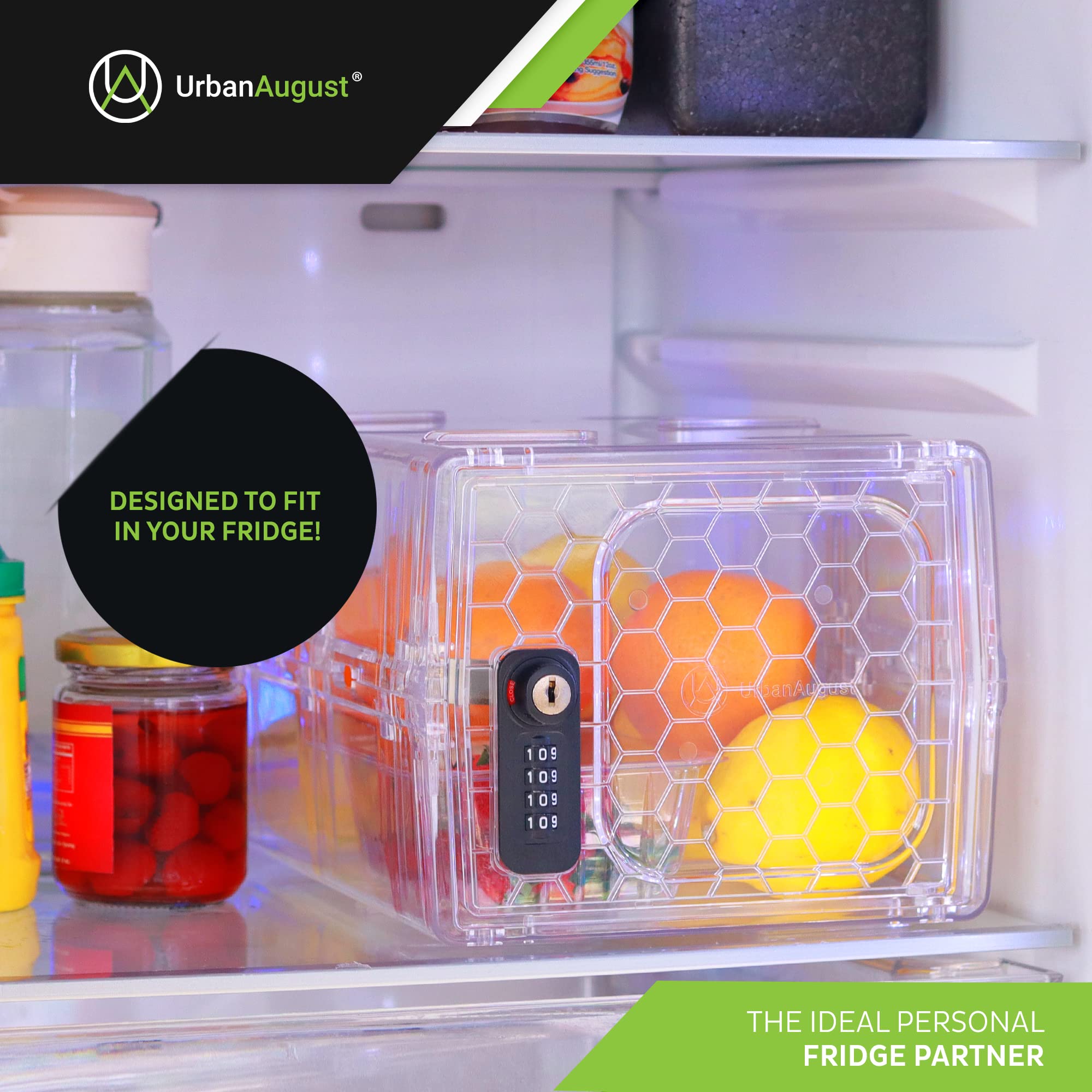 Urban August Double Combination & Key Lock Box - Hygienische abschließbare Box für Medizin, Lebensmittel & Elektronik - Schloss für Haus & Büro - Industriequalität Kunststoff - (Transparent)