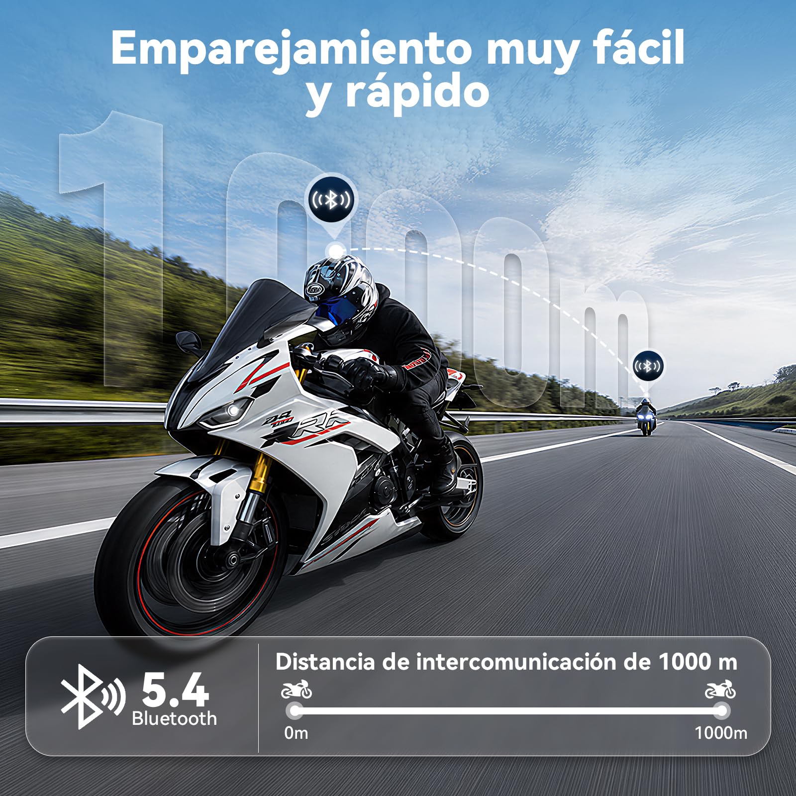 X2 Moto Intercomunicador Bluetooth Casco Auriculares para 2 Motociclistas