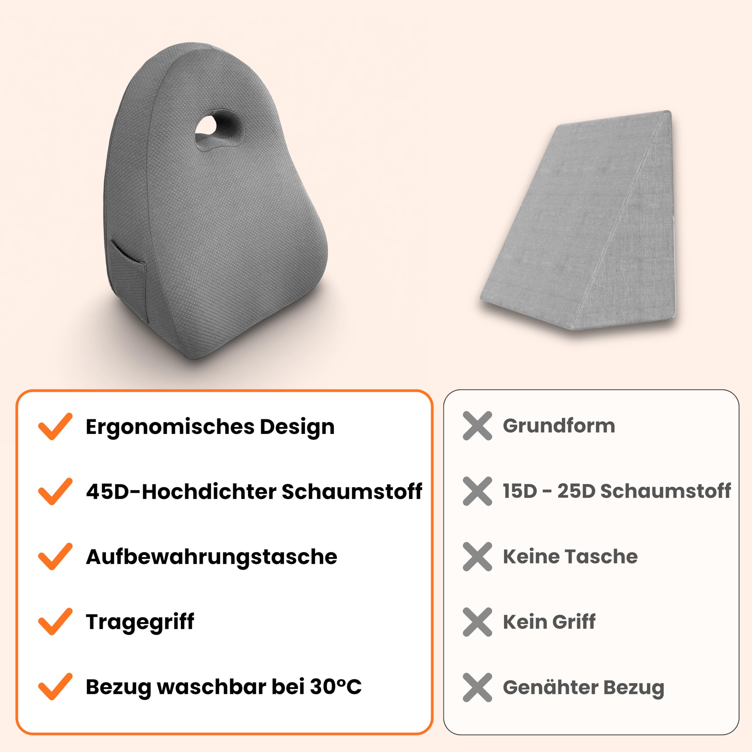 Lesekissen für Bett und Sofa – Rückenkissen Memory-Schaum – Ergonomisches Dreiecksdesign – Natürliche Position – keilkissen Bett - Rücken und Lendenwirbelstütze