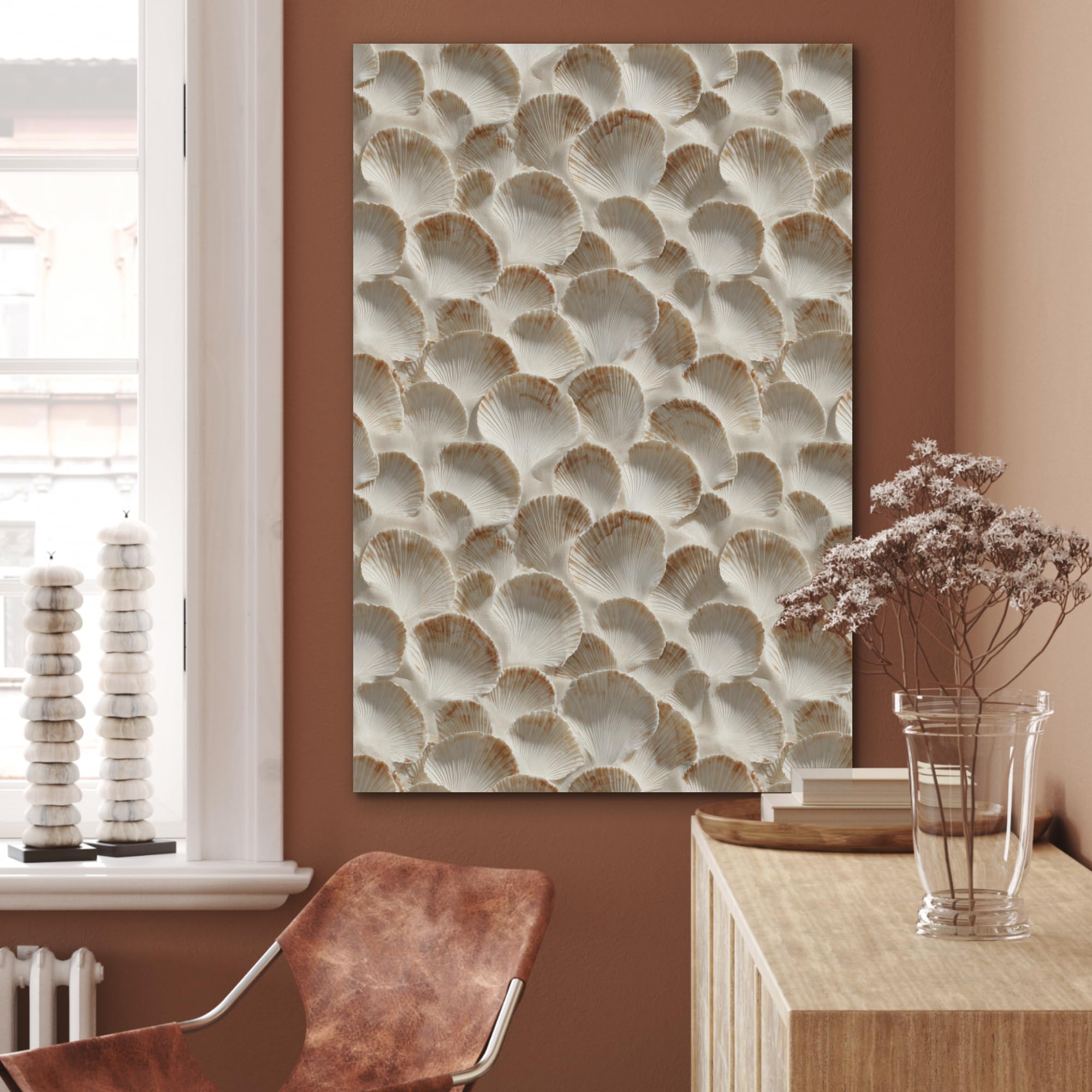MuchoWow© "MuchoWow© Pannelli Fonoassorbenti Parete Acustici Insonorizzanti | 70x100 cm - Pannello Fonoassorbente Design Isolante Acustico Fonoisolanti Insonorizzazione Stanza Conchiglie - Forma a