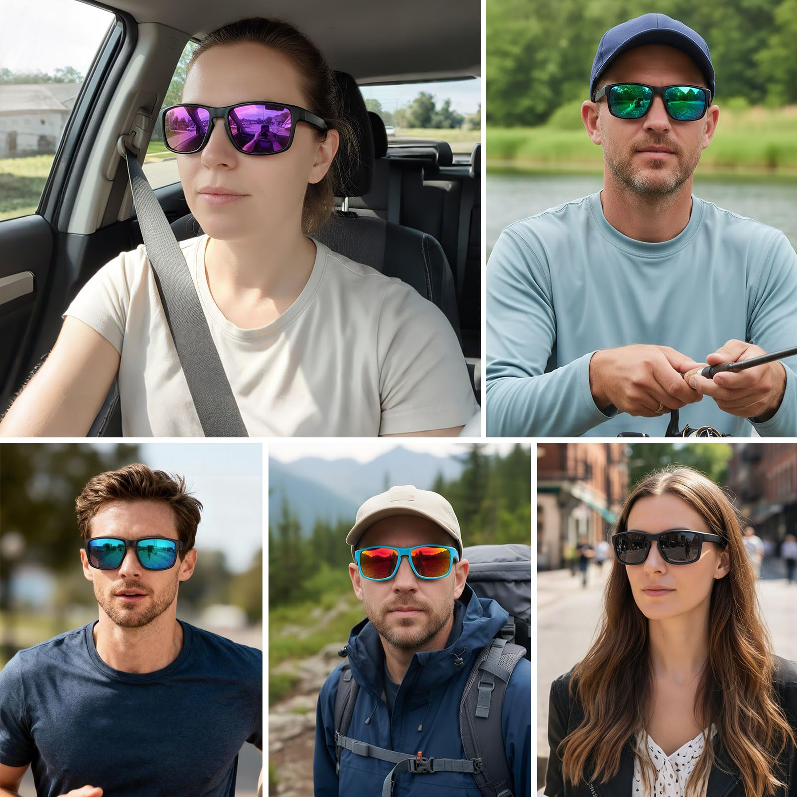 Occhiali da sole sportivi polarizzati per uomo e donna, protezione UV, infrangibili, per guida, corsa, pesca, escursionismo, occhiali da sole