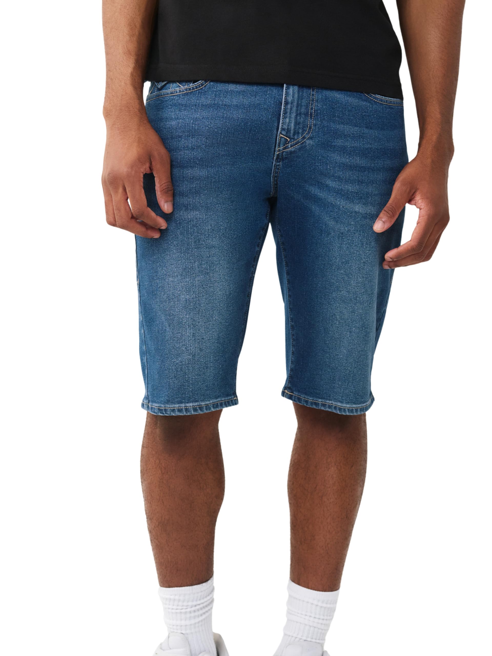 True Religion Men's Ricky Single Needle Flap Short, Blue, 38