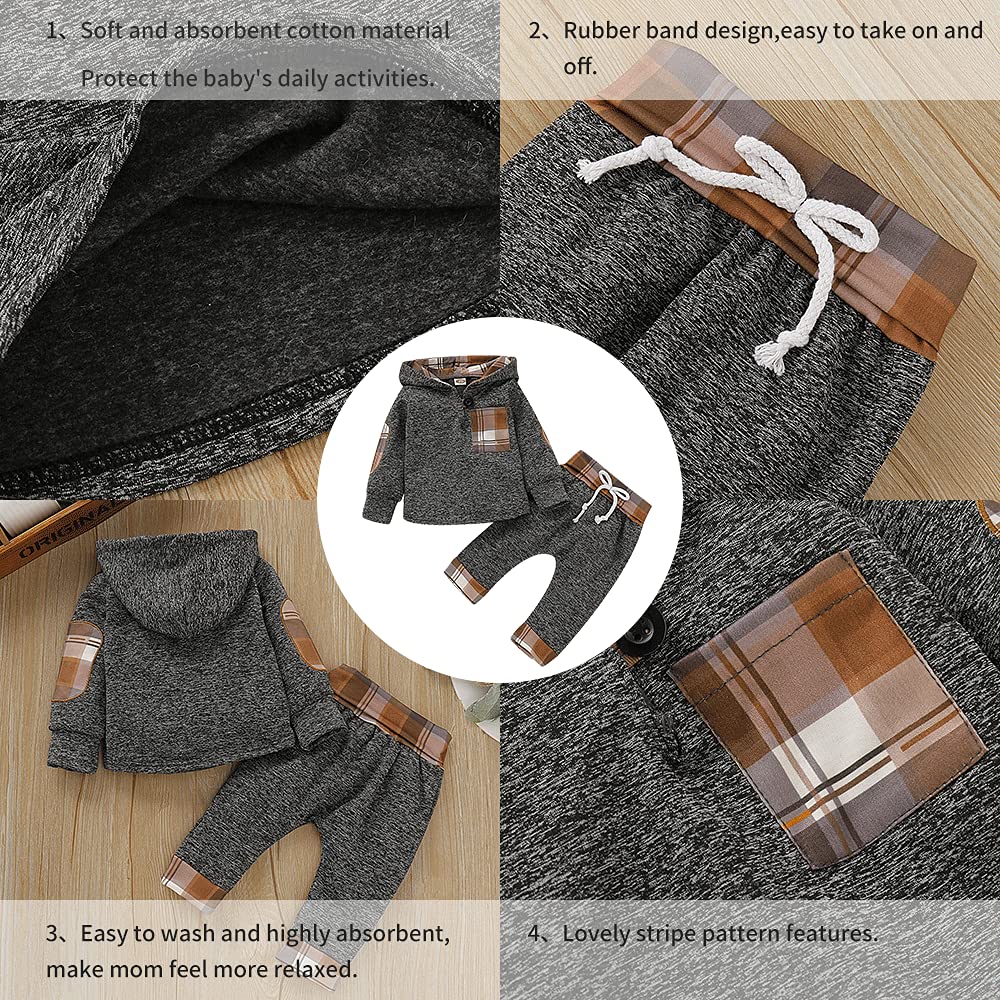 EDOTON Outfits Suit Neonato Bambina Manica Lunghe Cappuccio Vestiti Cappotto Floreale Top Felpa & Pantaloni Due Pezzi Suit
