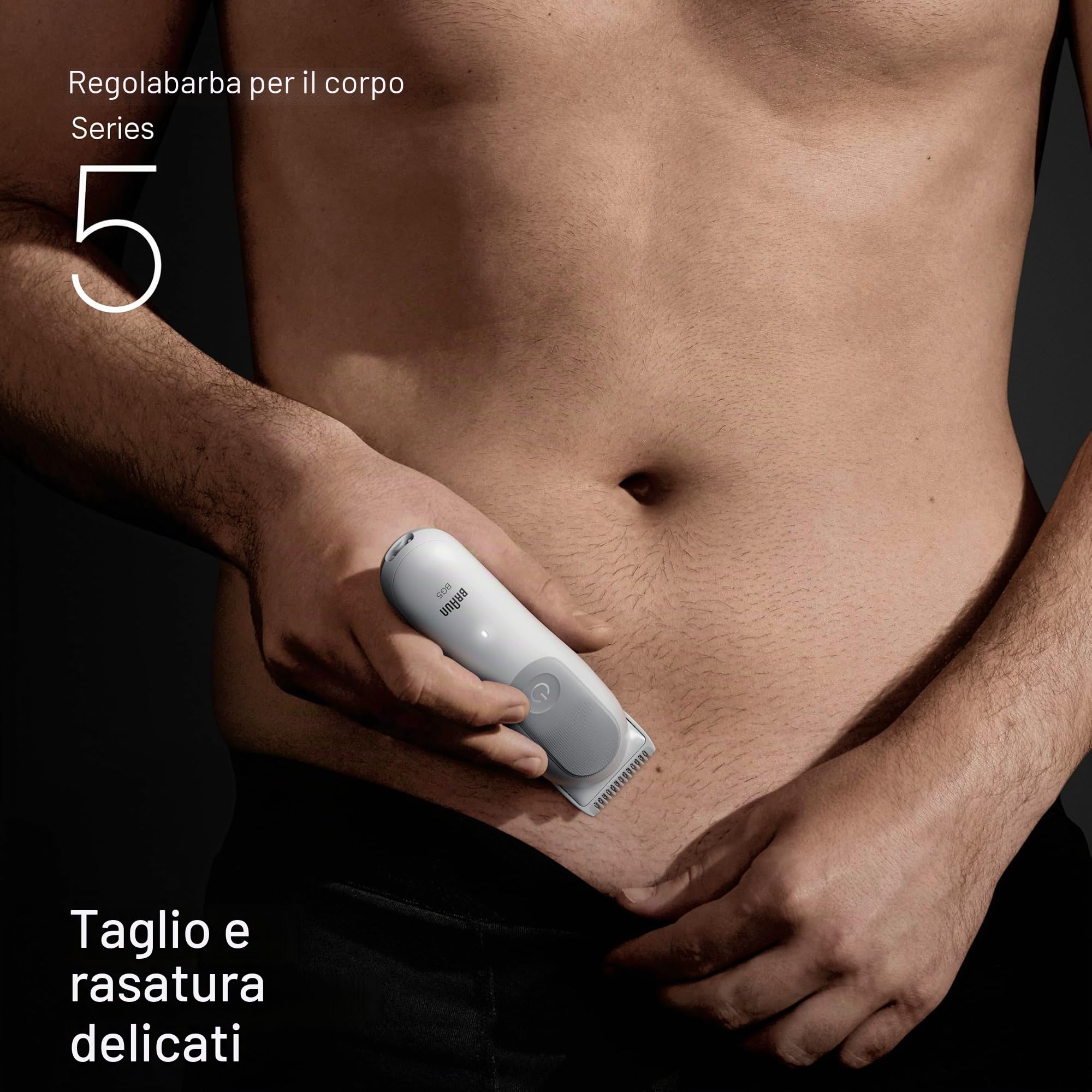 Braun Trimmer Per Il Corpo Serie 5, + 2 Strumenti Da Rasatura, Con Lama SkinGuard, Durata Di 100 Min, Morbido Per Zone Sensibili, Tondez, Rasare I Capelli Con Gli Accessori, Impermeabile, BG5500,