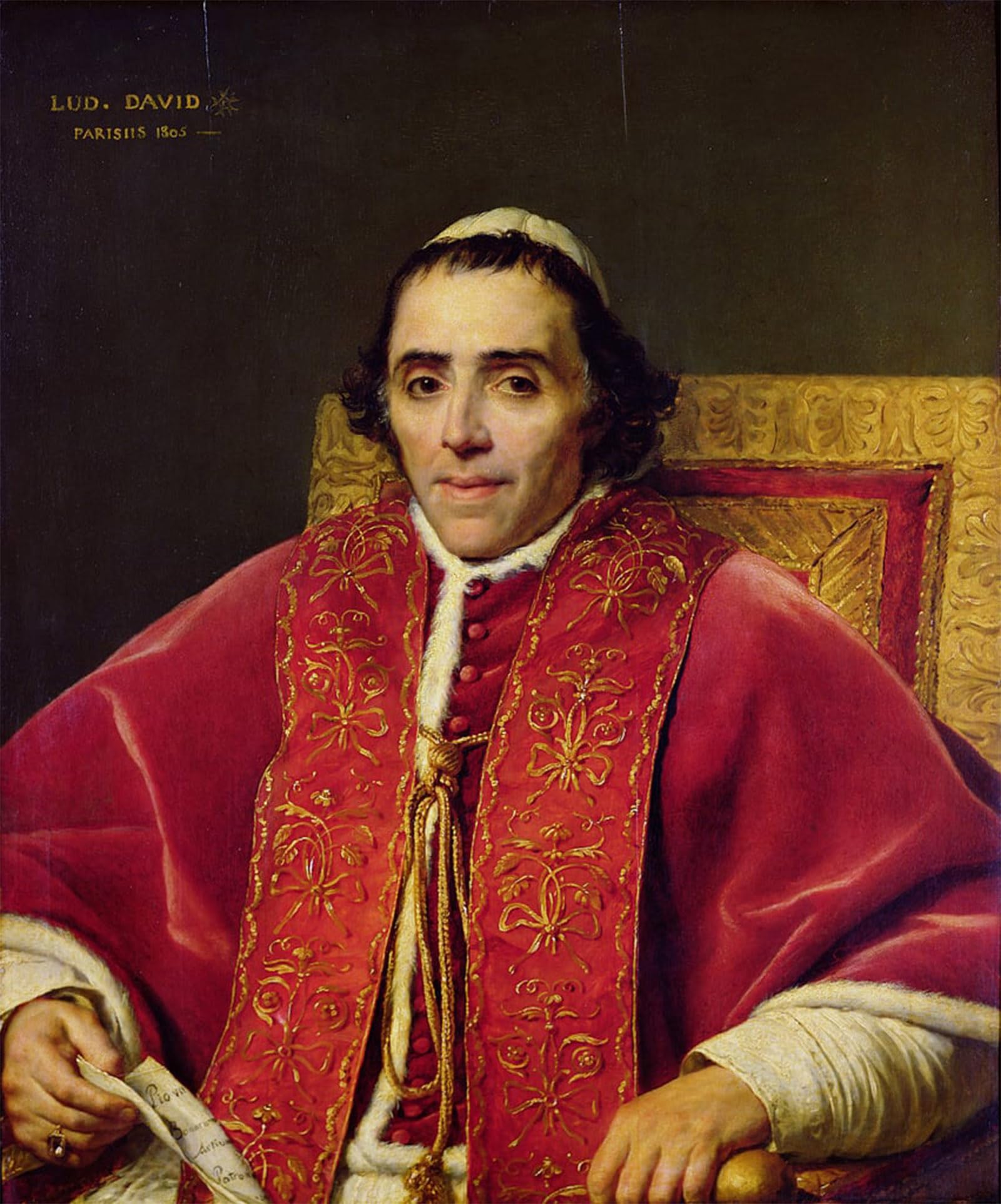 POSTERIIk Famous Modern Artwork Art Mural Portrait of Pope Pius Vii by Jacques Louis David Oil Paintings Pictures for Home Decor 60x90cm