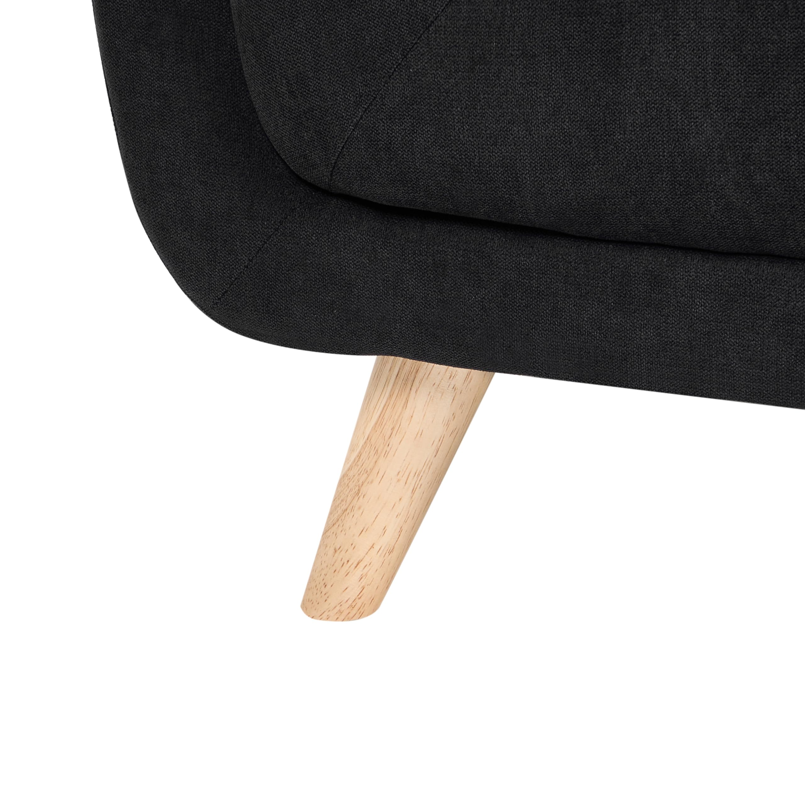 Beliani Otomana Rectangular tapizado de Tela con Patas de Madera Estilo Retro Negro Habo