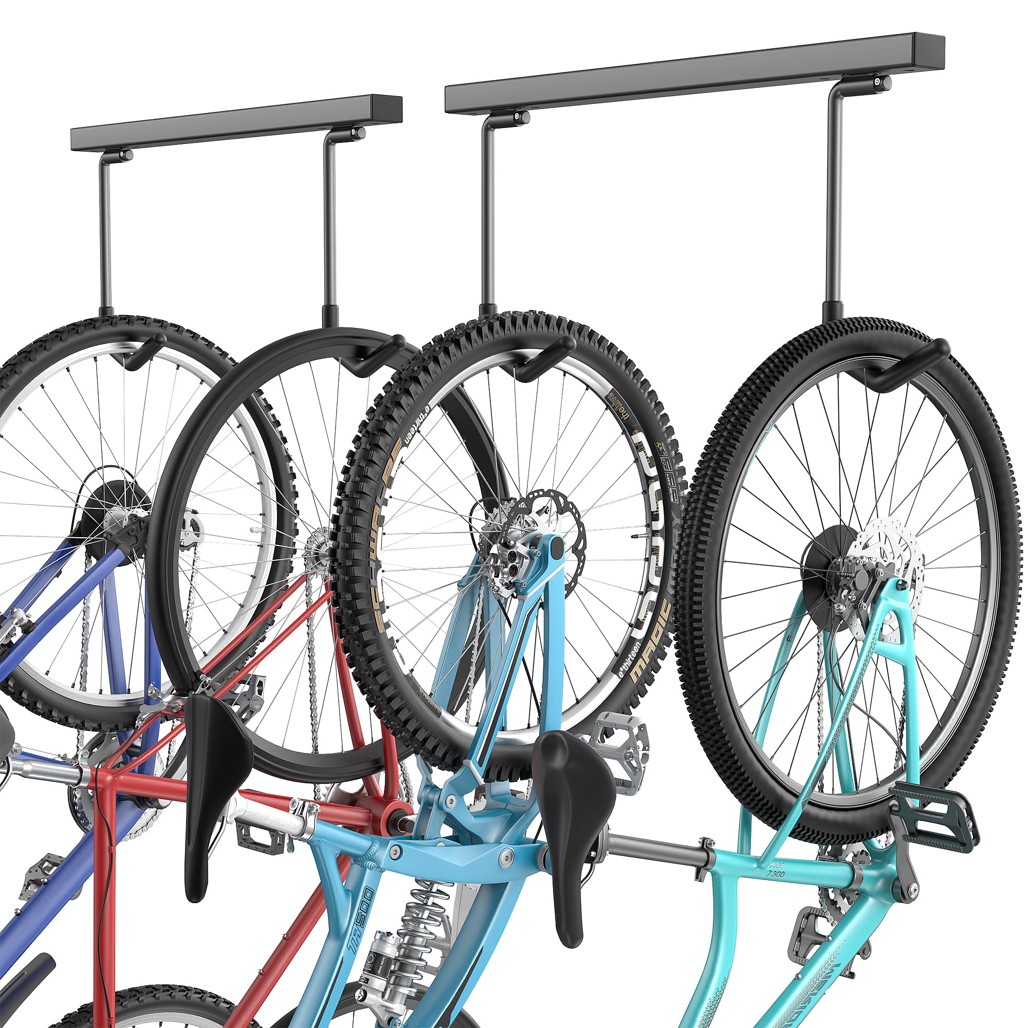 EVERHANGER Decken-Fahrradaufbewahrungsständer für Garage, Innen-Fahrradaufbewahrung mit verstellbaren Fahrradhaken (für 2 bis 4 Fahrräder)