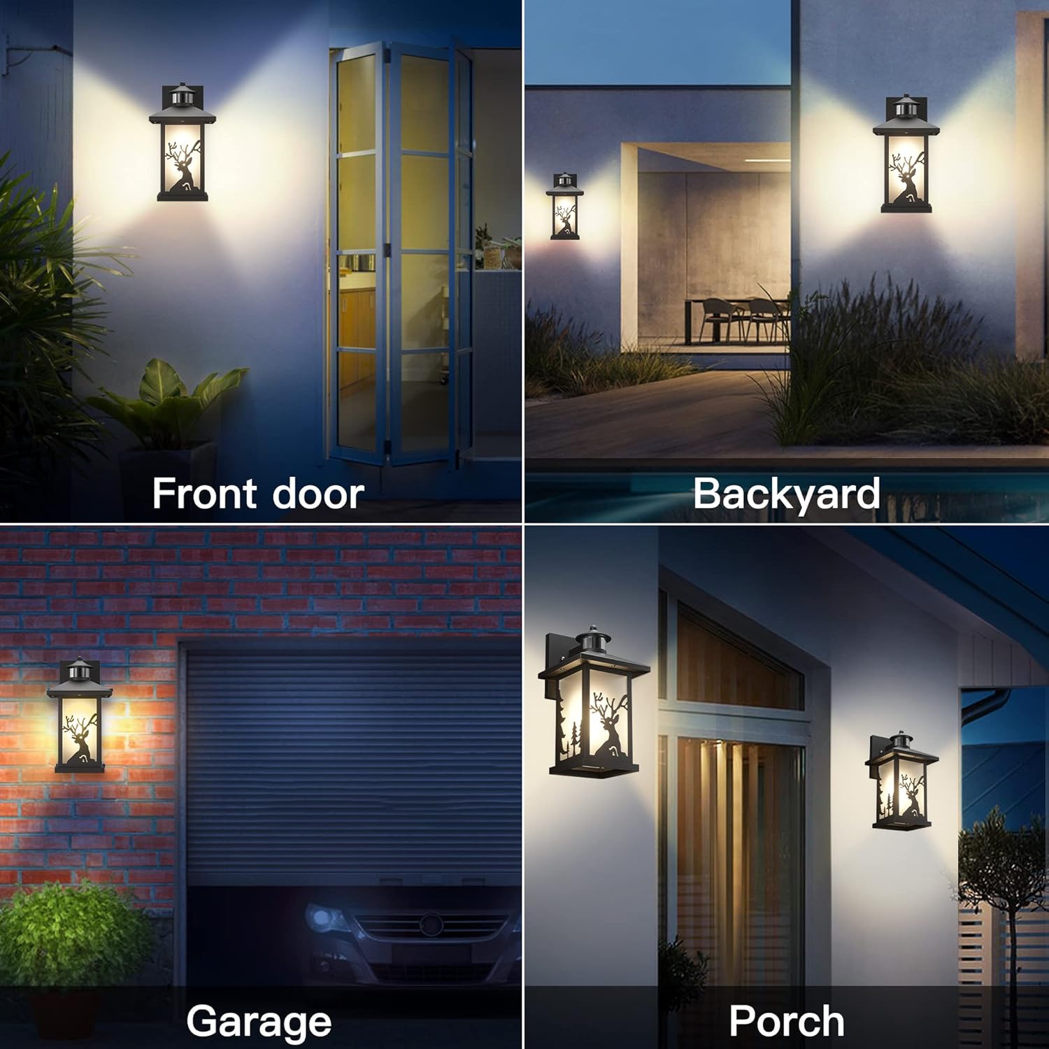 JAYNLT 2PACK Outdoor Wall Lights with Motion Sensor, Dusk to Dwan Outdoor Wall Sconce, Waterproof Porch Lights with Toughened Frosted Glass and E26 Socket for House, Garage, Patio, Front Door