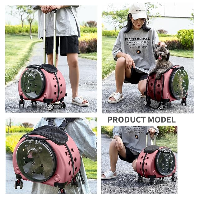 Foto 6 de 7 de PETCUTE Mochila para Perros con Ruedas,Plegable Bolsa de Transporte para Mascotas con Alfombrilla…