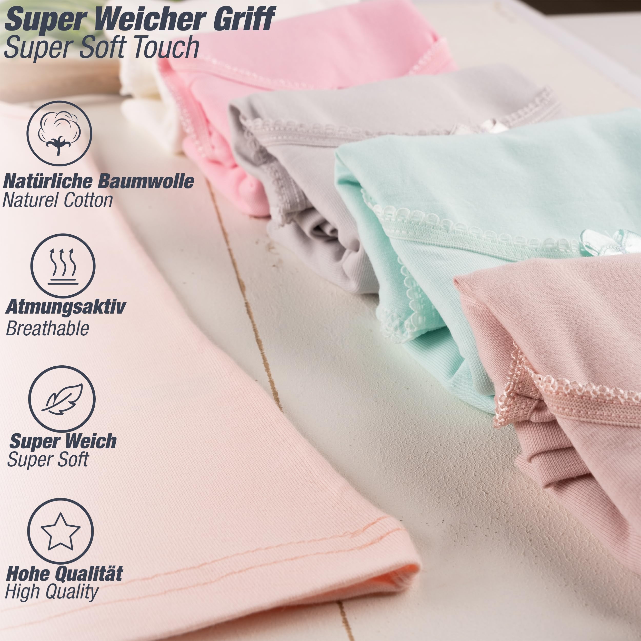 LOREZA ® 6 Camisetas de Tirantes Interiores para Niña Ropa Interior 2-15 años