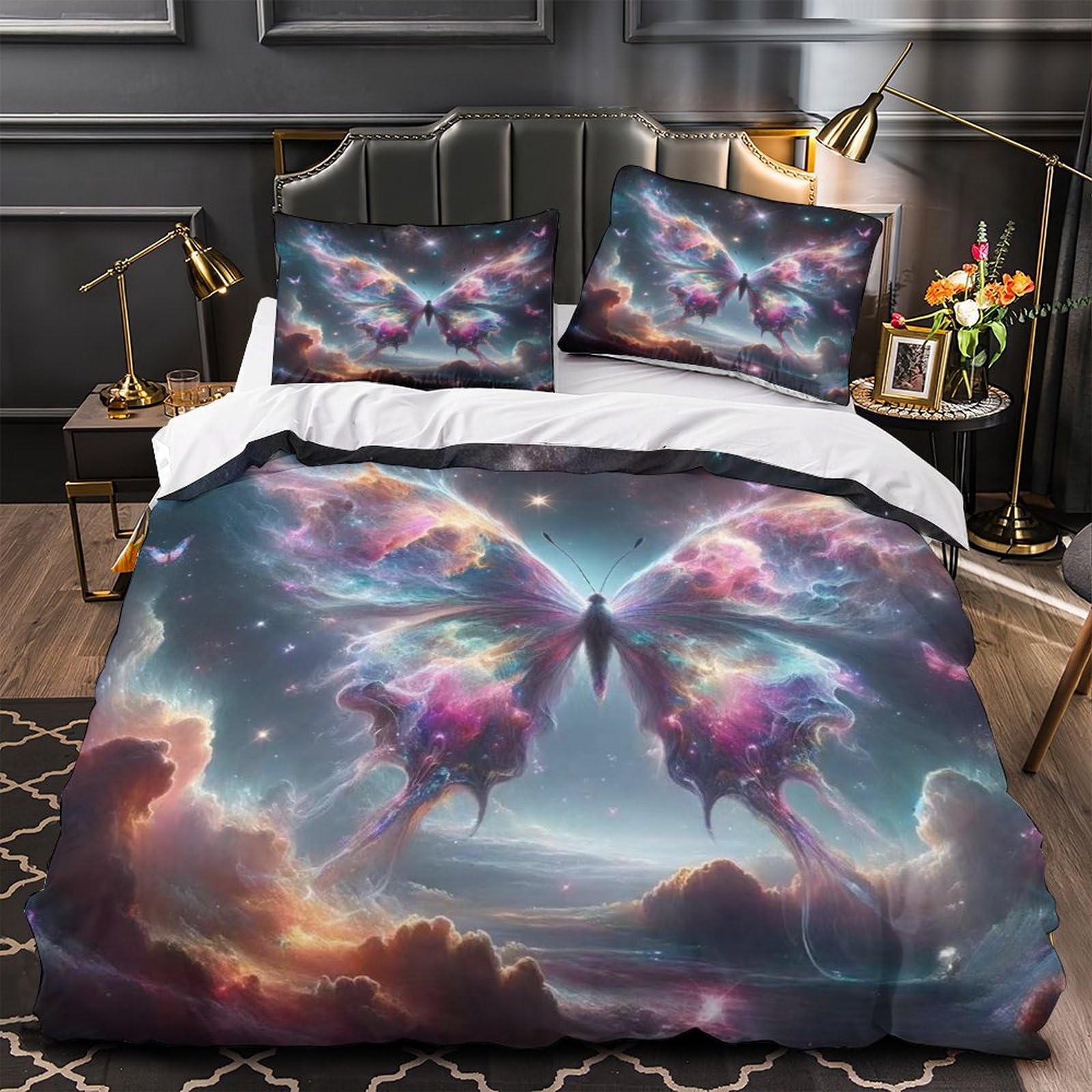 Housse de couette papillon 3D 140x200 pour lit enfant