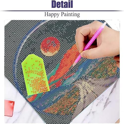 Miniatura 4 de hyzsj Paquete de 6 kits de pintura de diamantes 5D para adultos principiantes, kits de arte de diamantes redondos de taladro completo, paisaje y