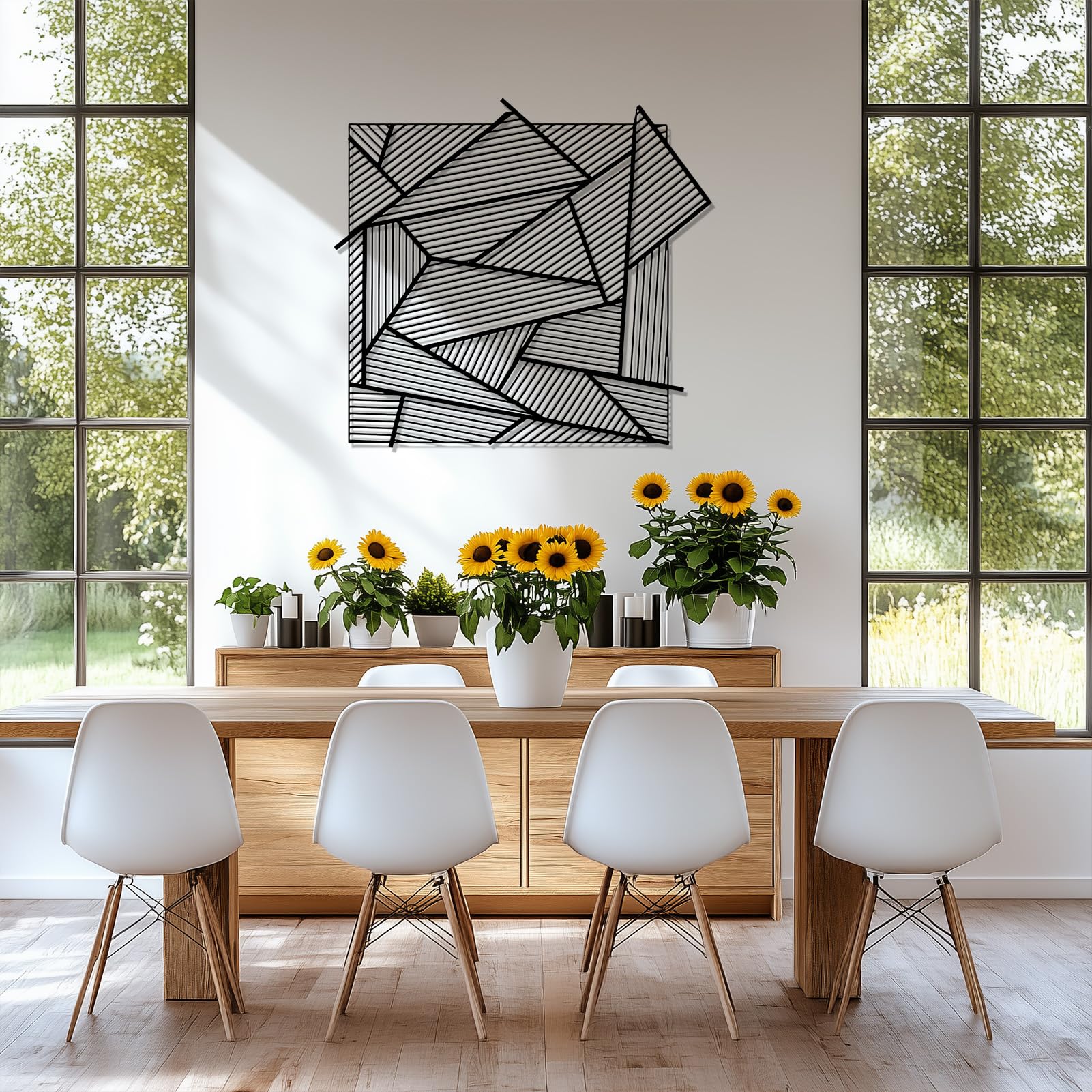 Arte de Pared Moderno geométrico a Rayas de Metal Dorado Arte de Pared contemporáneo Angular de Metal Arte de línea Decoración de Pared Obra de Arte Moderna geométrica a Rayas Decoración Escultura mo