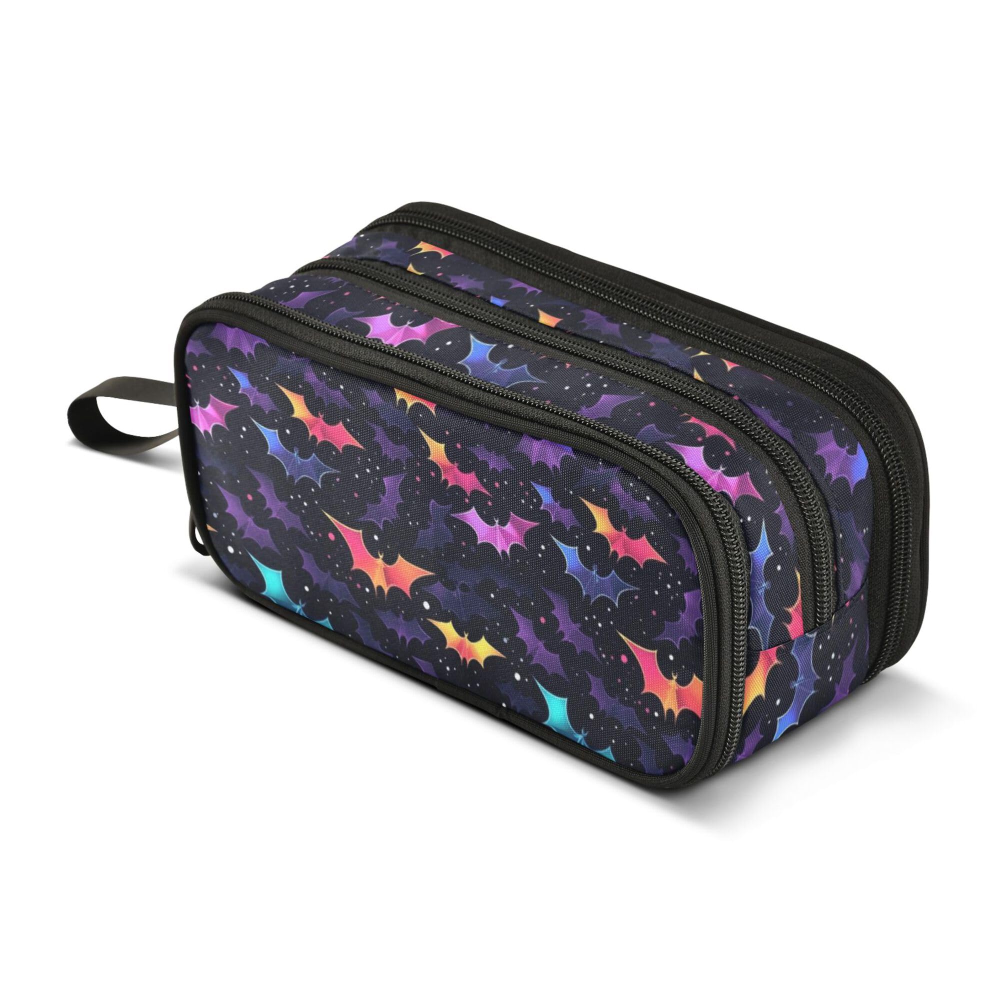 ALAZA Large Pencil Case, Big Capacity Pencil Bag Pen Pouch Holder 3 Compartments,Gothic Skull Bat School Office Supplies Stationery Makeup Bag Storage Organizer for Students Girls Boys Women Men — image 1
