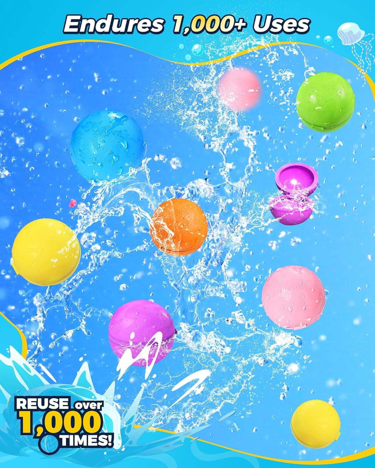 Palloncini d'acqua riutilizzabili, magnetici, autosigillanti, a riempimento rapido, ricaricabili, in silicone, per divertimento estivo, cortile, piscina, spiaggia, feste, combattimento, giochi d'acqua