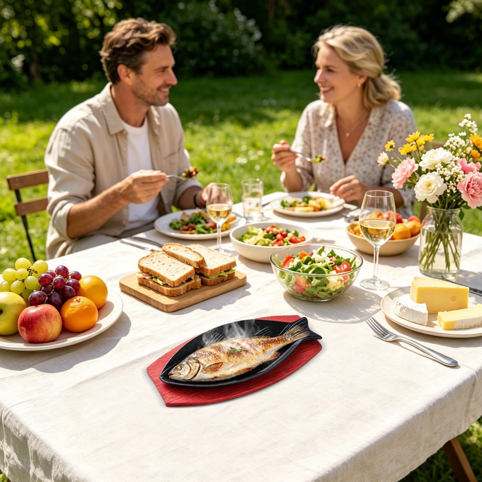 Patelnia Grillowa BBQ Żeliwne Równomierne Nagrzewanie
